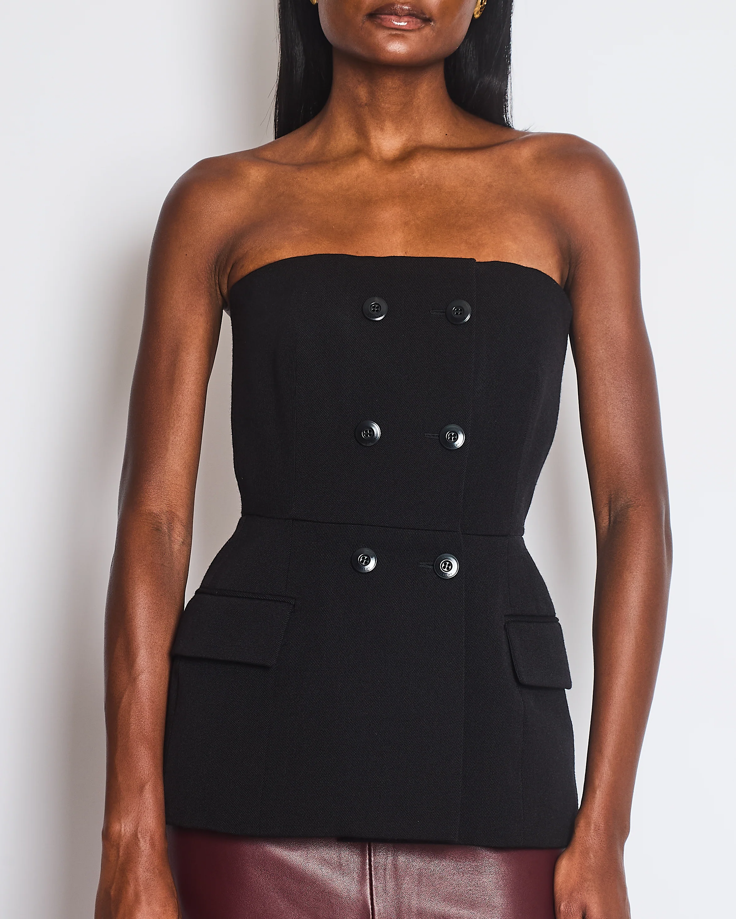 Givenchy Black Wool-Blend Double-Breasted Bustier Top Size FR 36 (UK 8) - Image 4