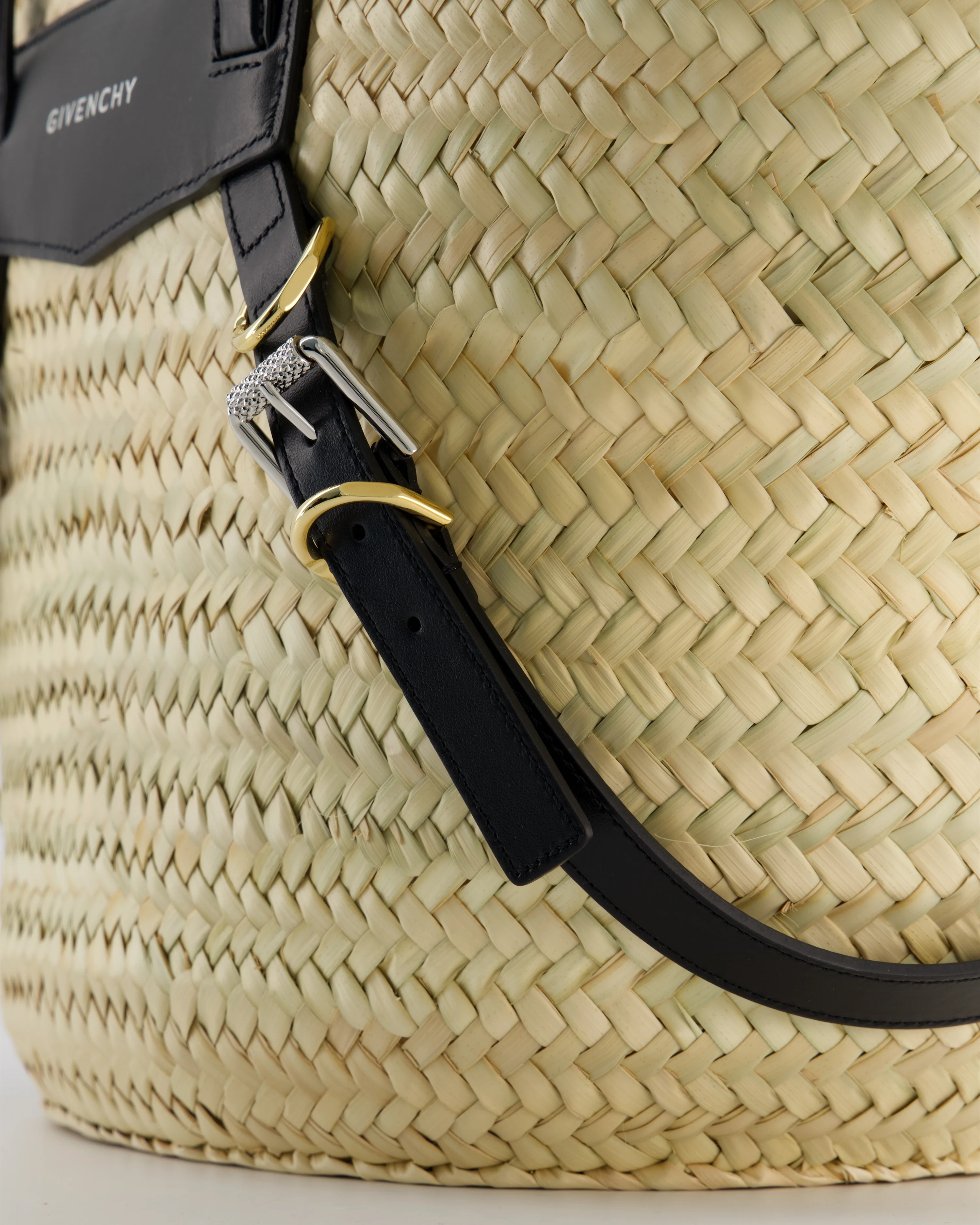 Givenchy Voyou Natural and Beige Straw Basket with Leather logo Bag - Image 10