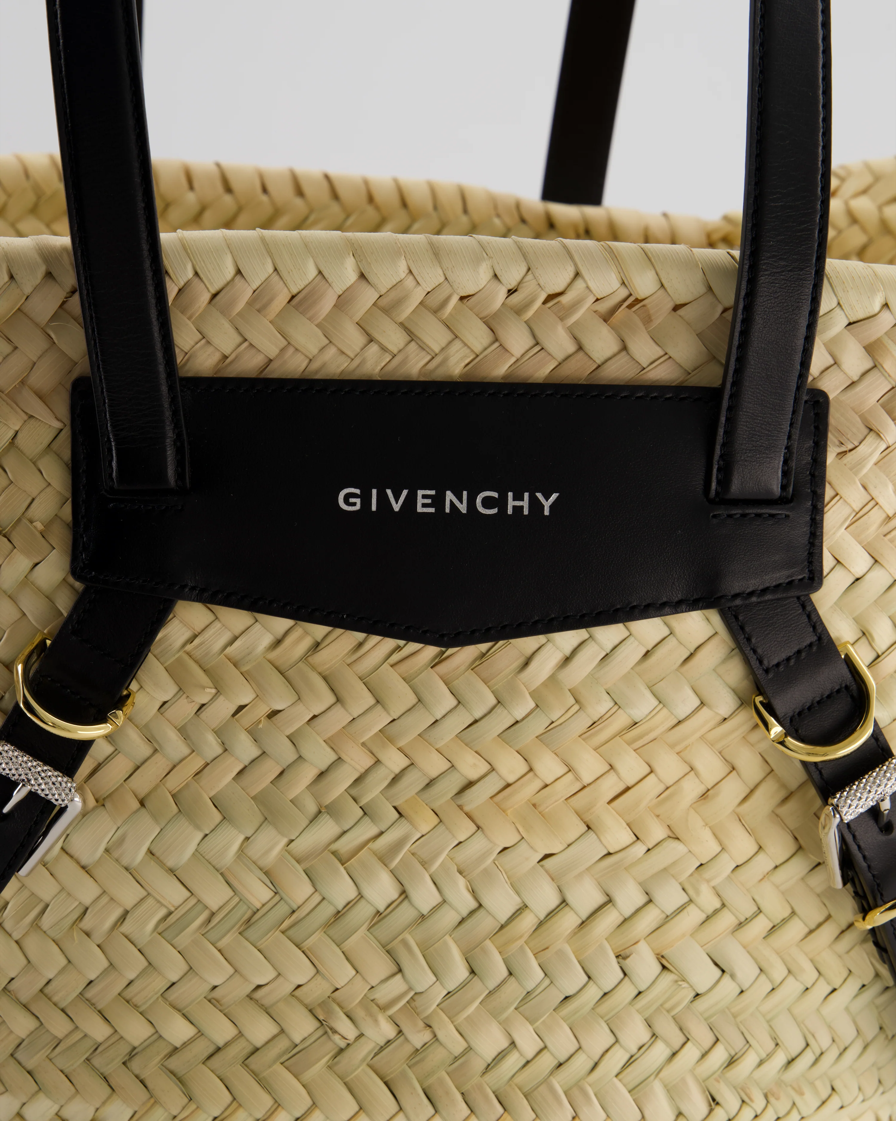 Givenchy Voyou Natural and Beige Straw Basket with Leather logo Bag - Image 14