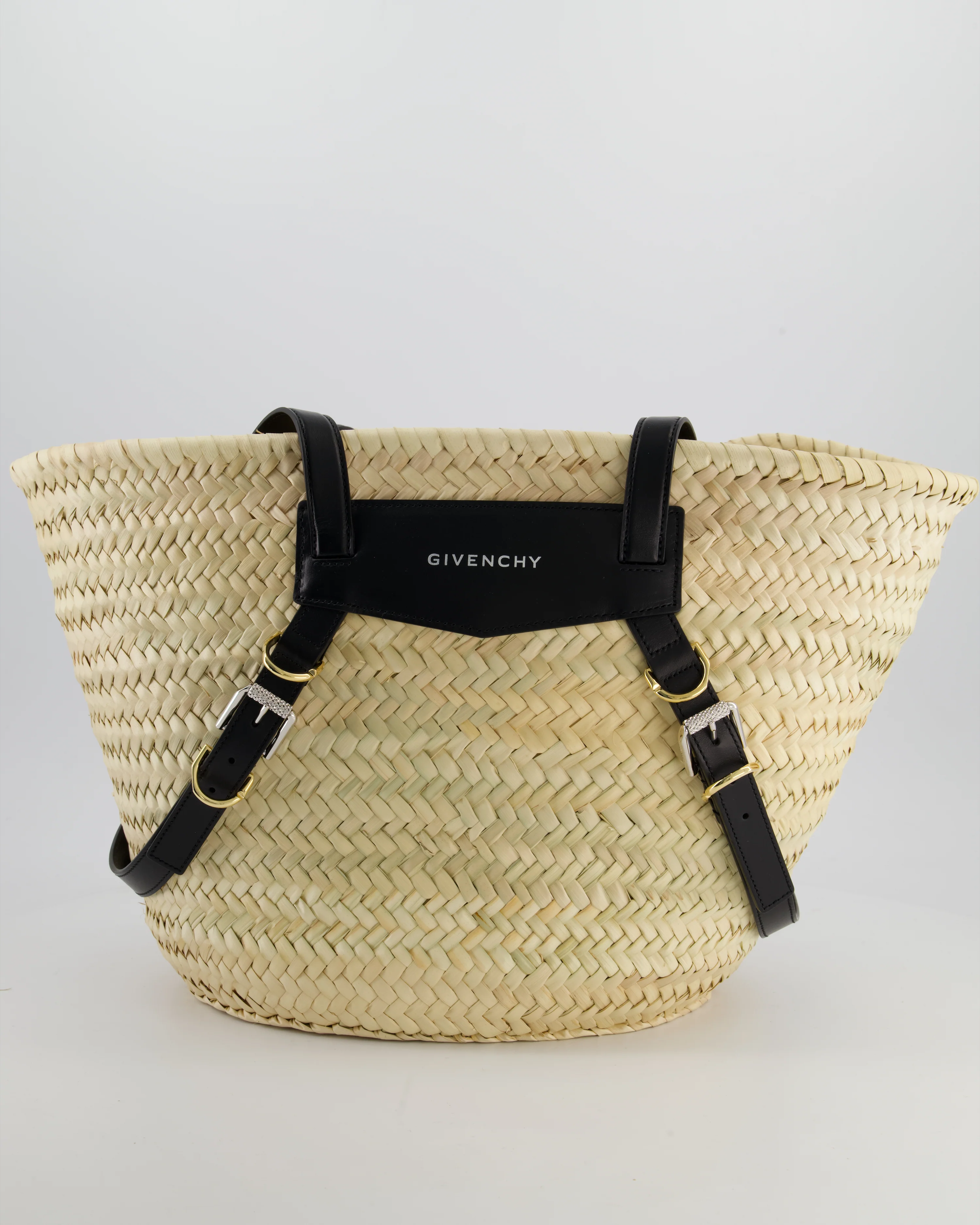 Givenchy Voyou Natural and Beige Straw Basket with Leather logo Bag - Image 2