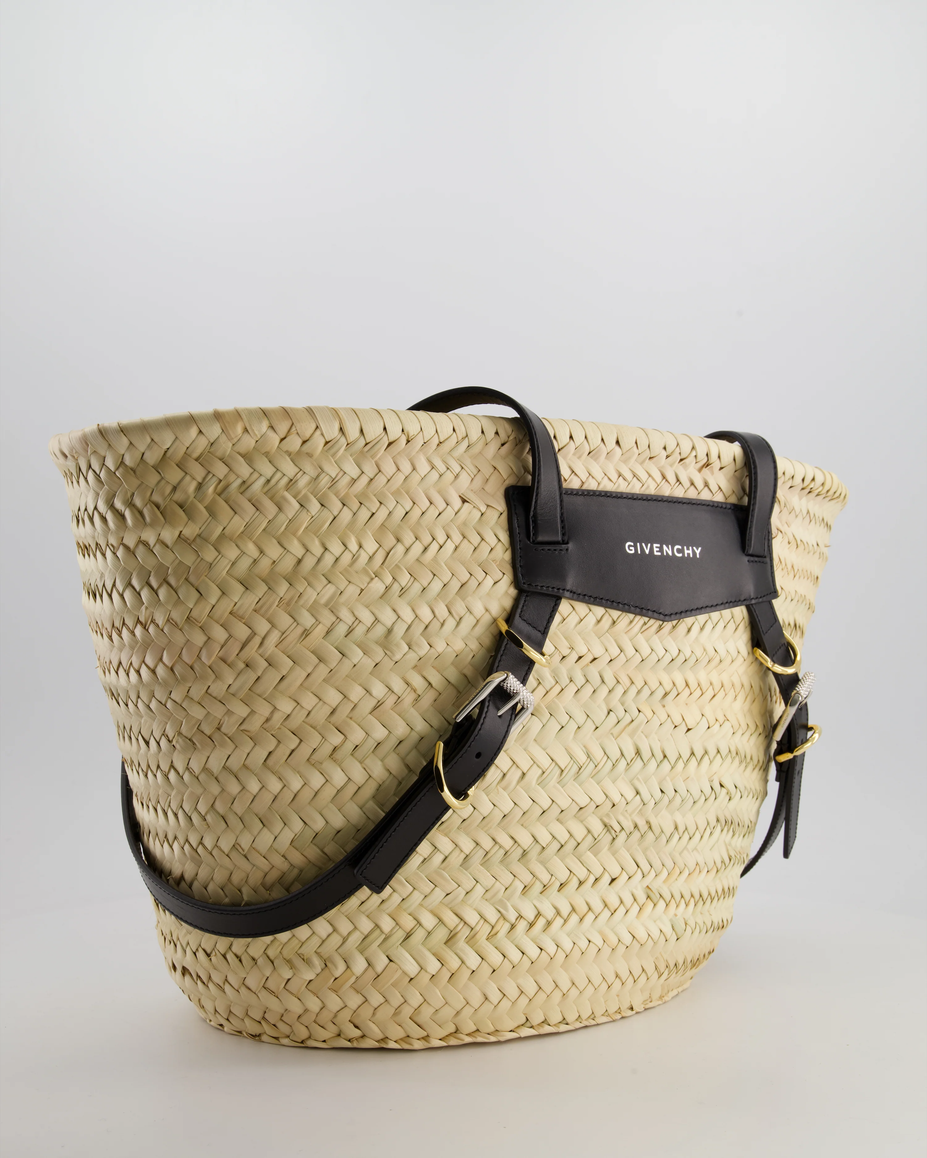 Givenchy Voyou Natural and Beige Straw Basket with Leather logo Bag - Image 3