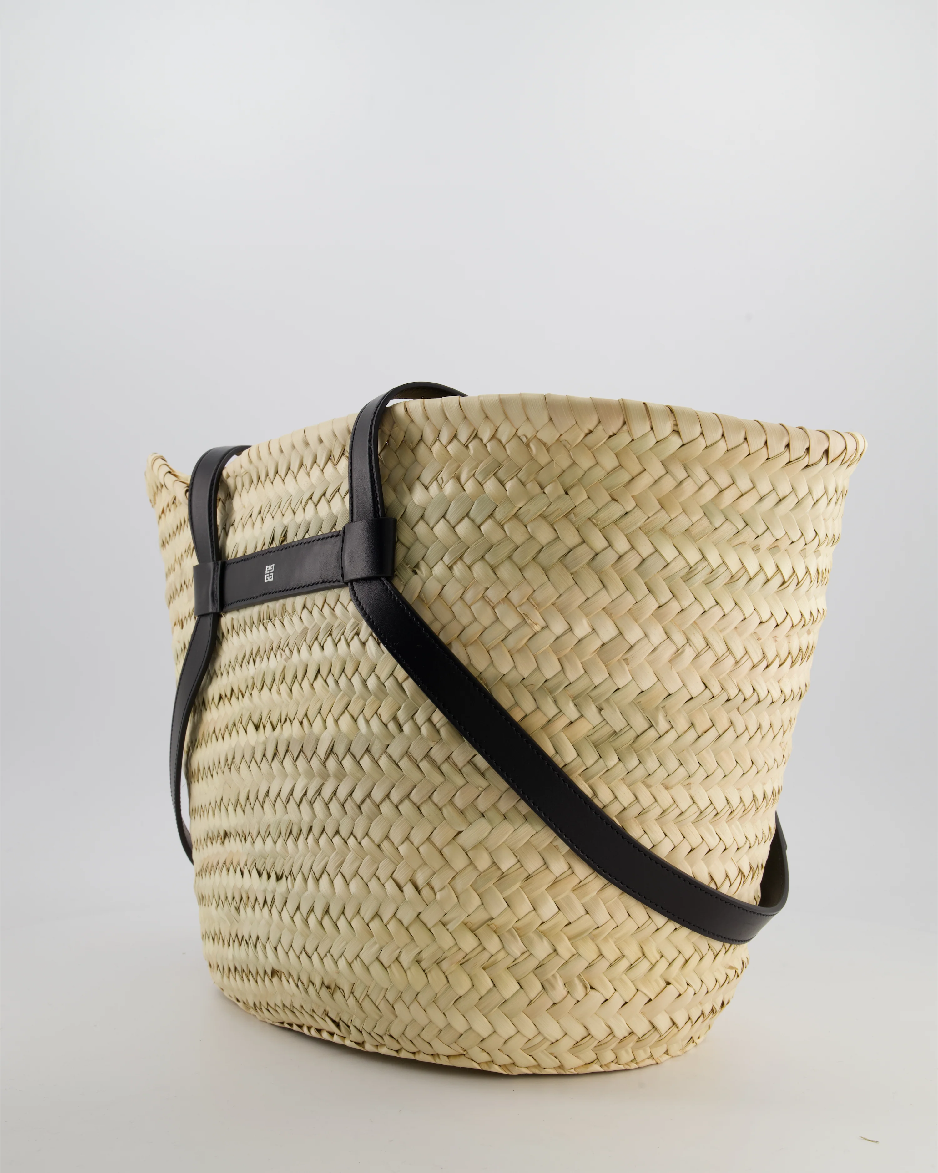 Givenchy Voyou Natural and Beige Straw Basket with Leather logo Bag - Image 5