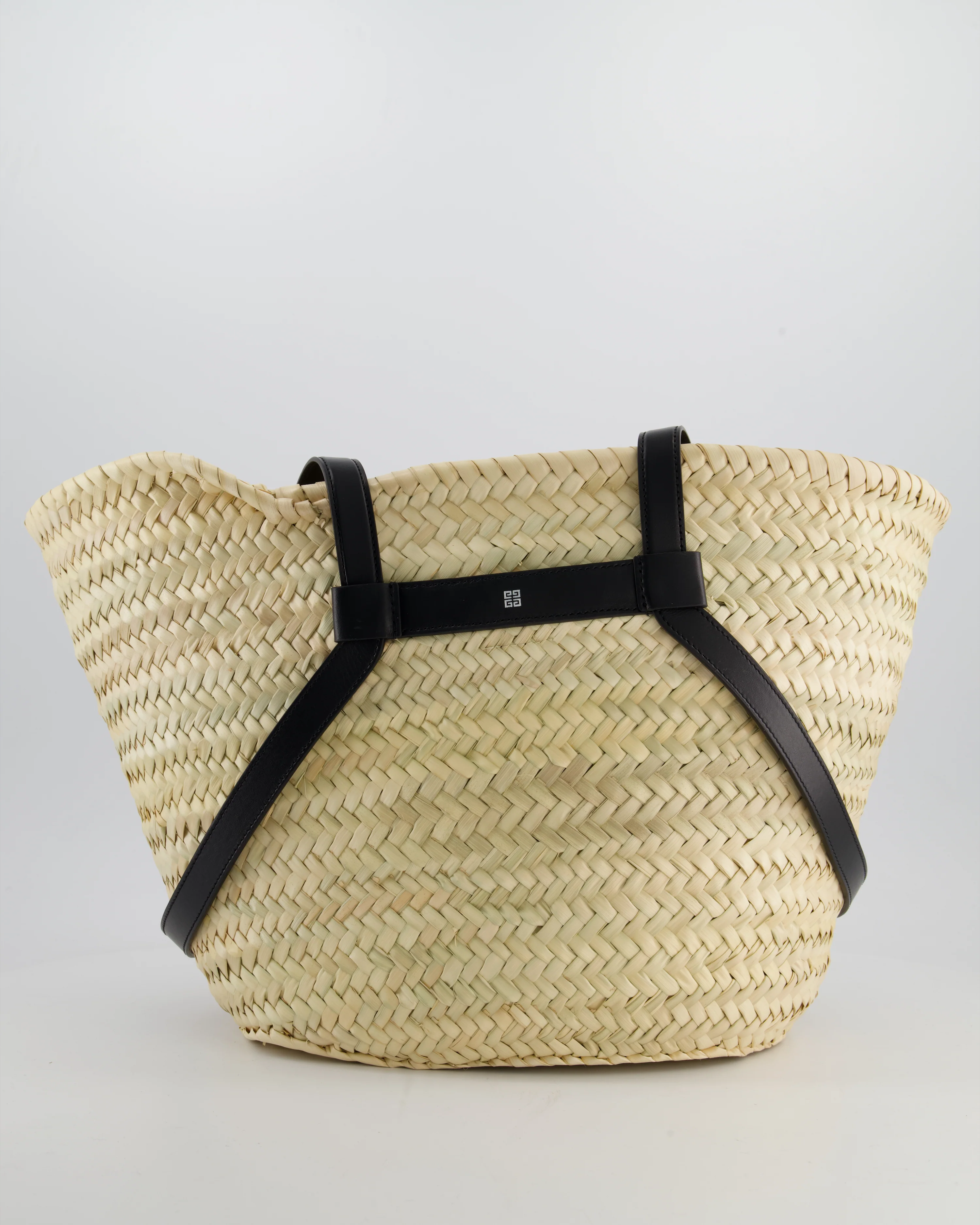 Givenchy Voyou Natural and Beige Straw Basket with Leather logo Bag - Image 6