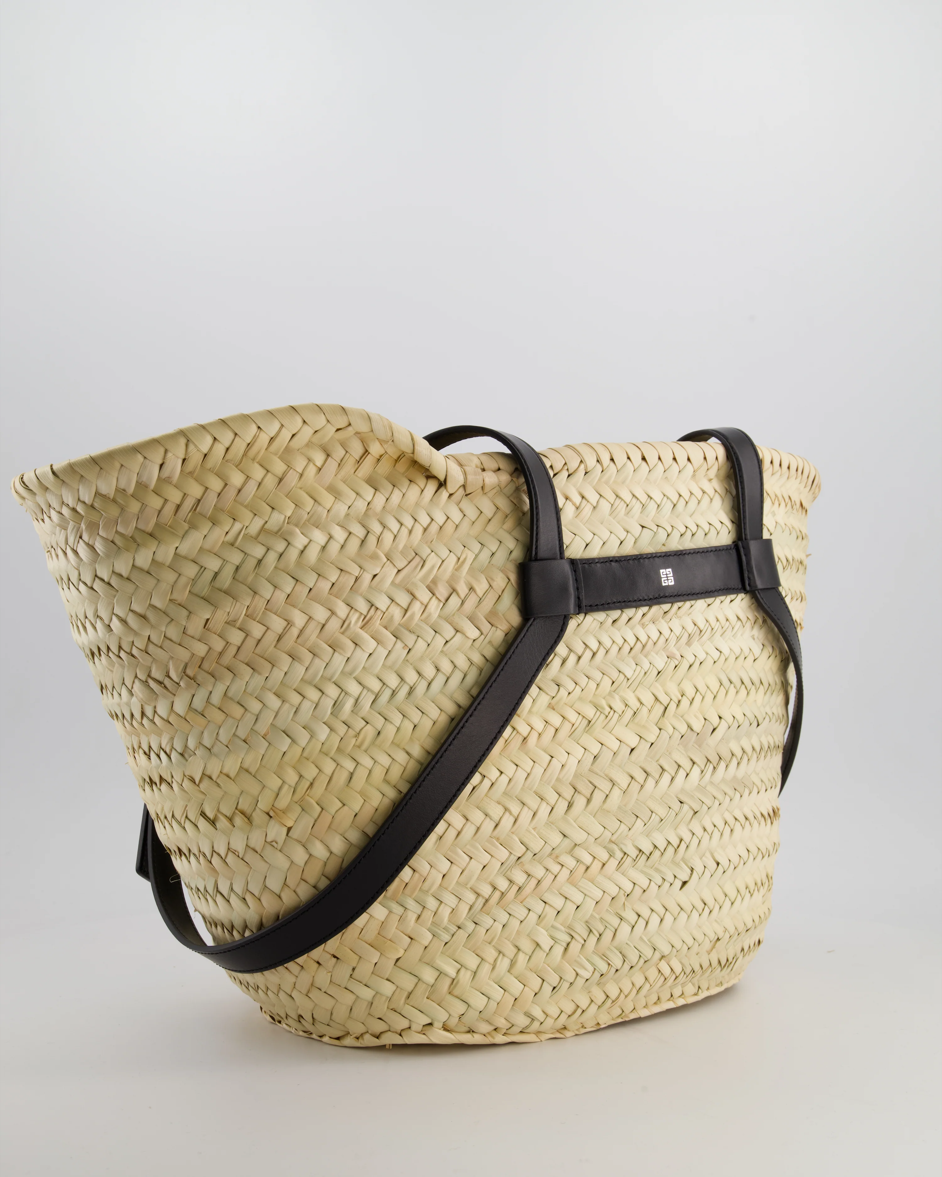 Givenchy Voyou Natural and Beige Straw Basket with Leather logo Bag - Image 7