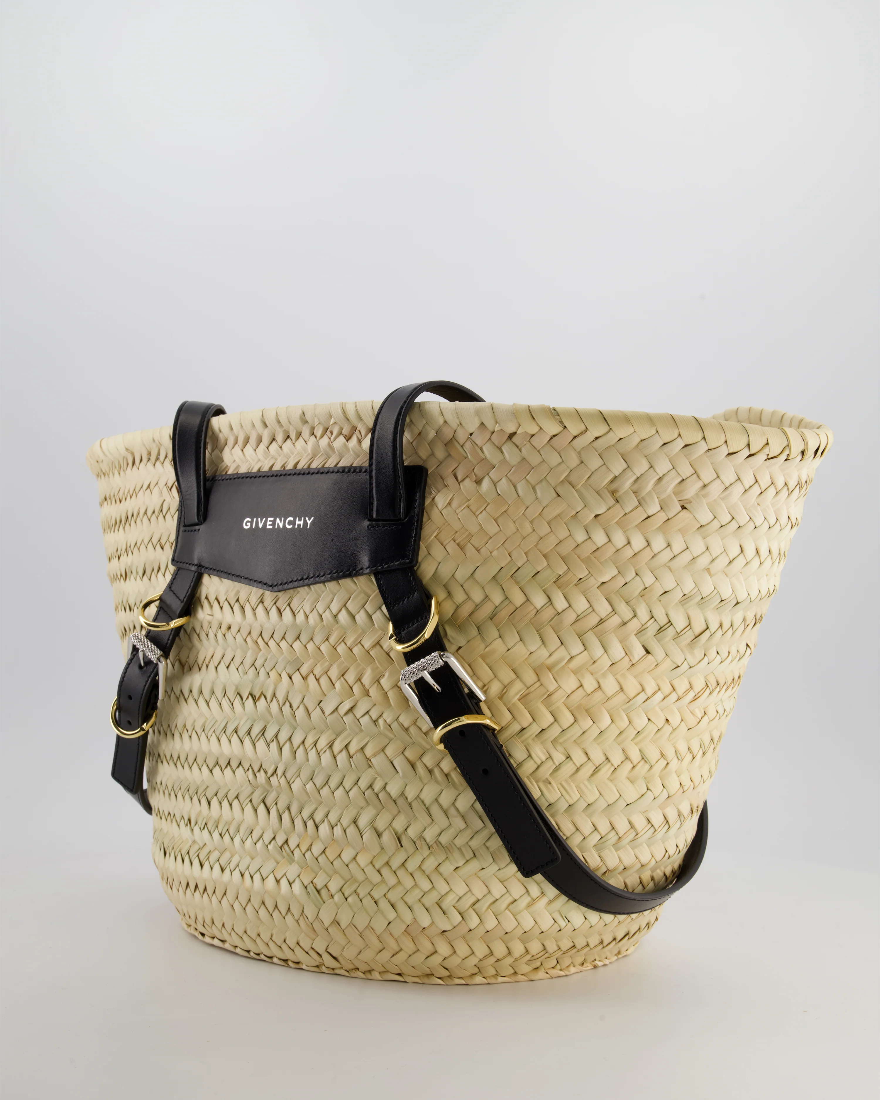 Givenchy Voyou Natural and Beige Straw Basket with Leather logo Bag - Image 9