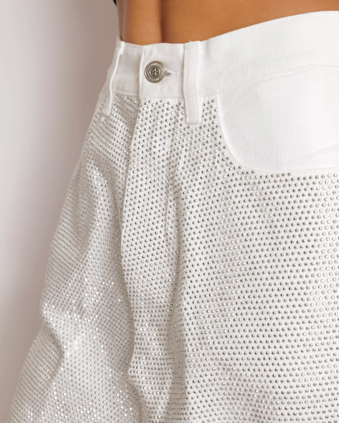 Golden Goose White Crystal Embellished Wide-Leg Jeans Size 26 (UK 8) RRP £1,000 - Image 3