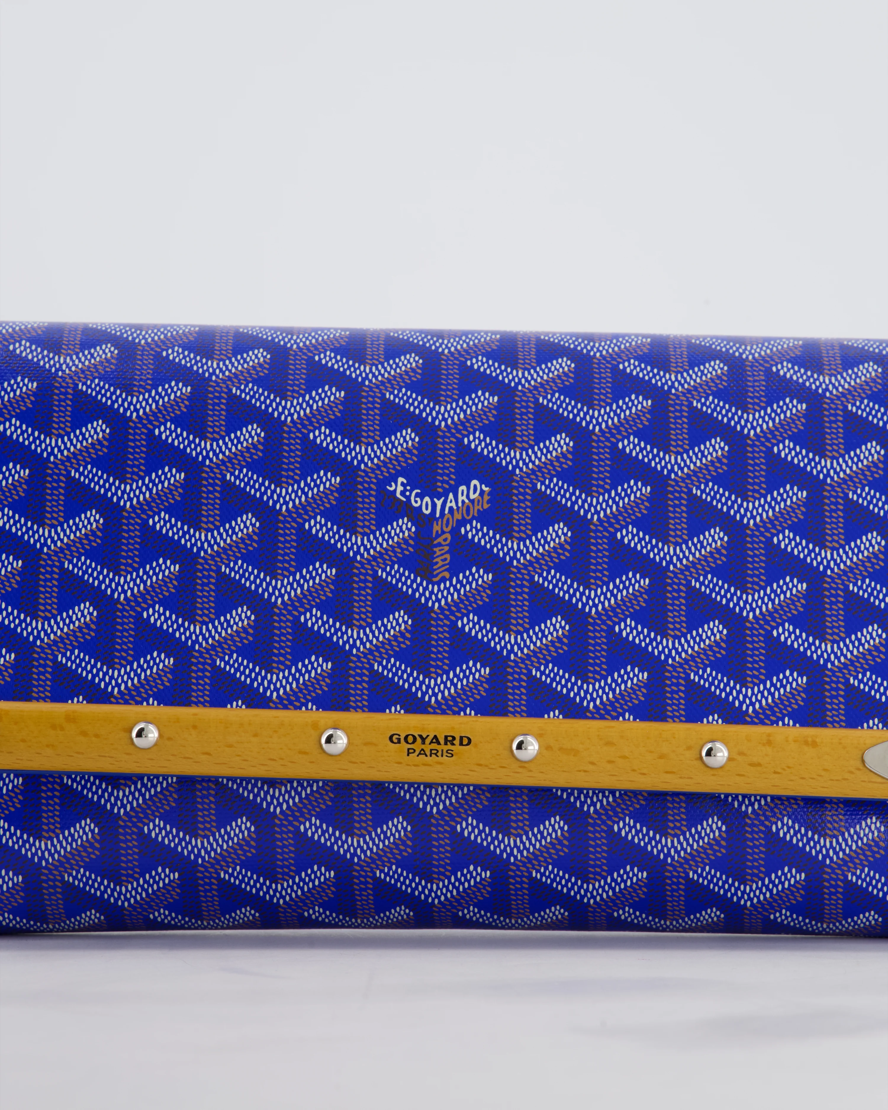 Goyard Monte Carlo Canvas Clutch Bag in Blue Goyardine Canvas and Silver Hardware - Image 15
