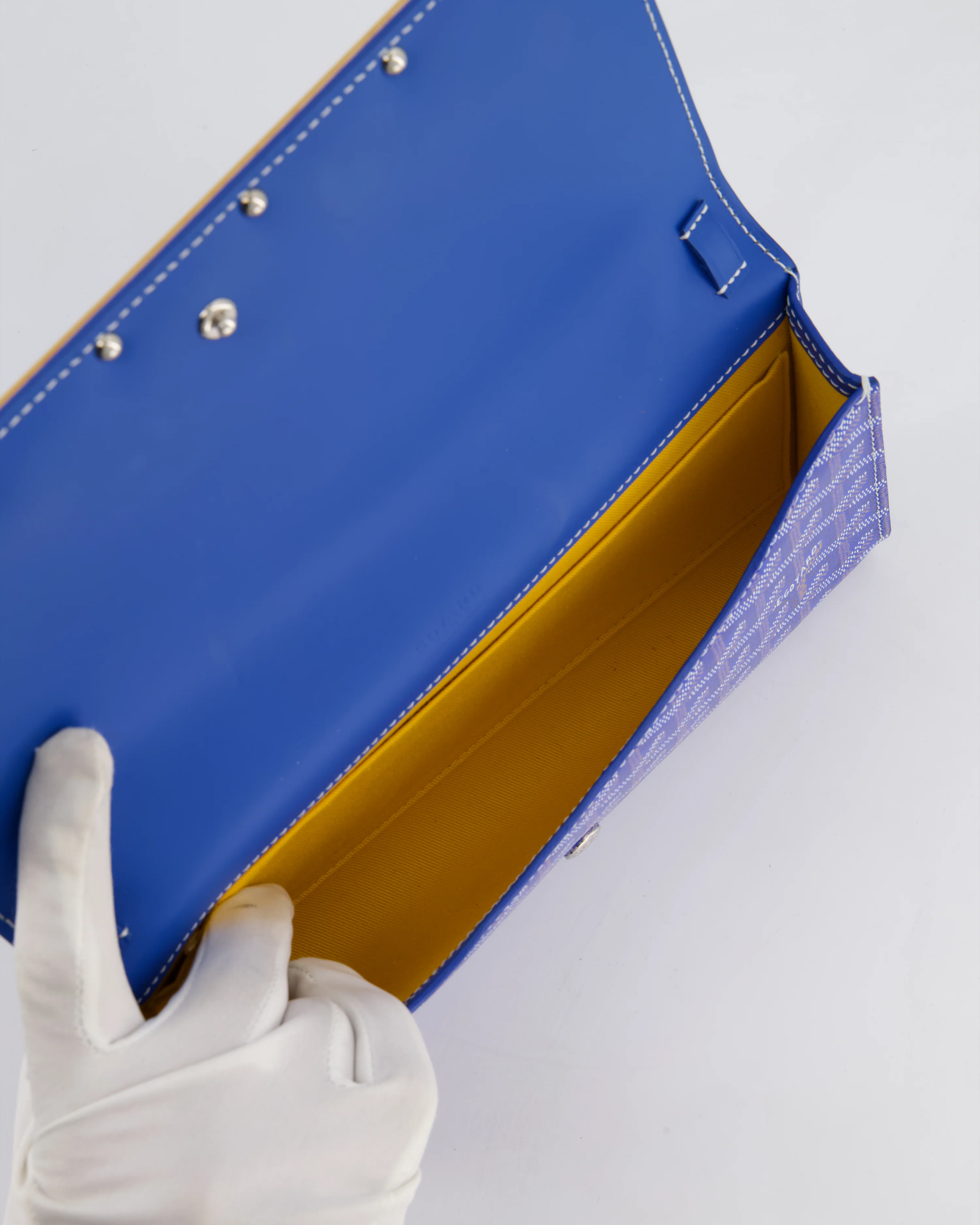 Goyard Monte Carlo Canvas Clutch Bag in Blue Goyardine Canvas and Silver Hardware - Image 17