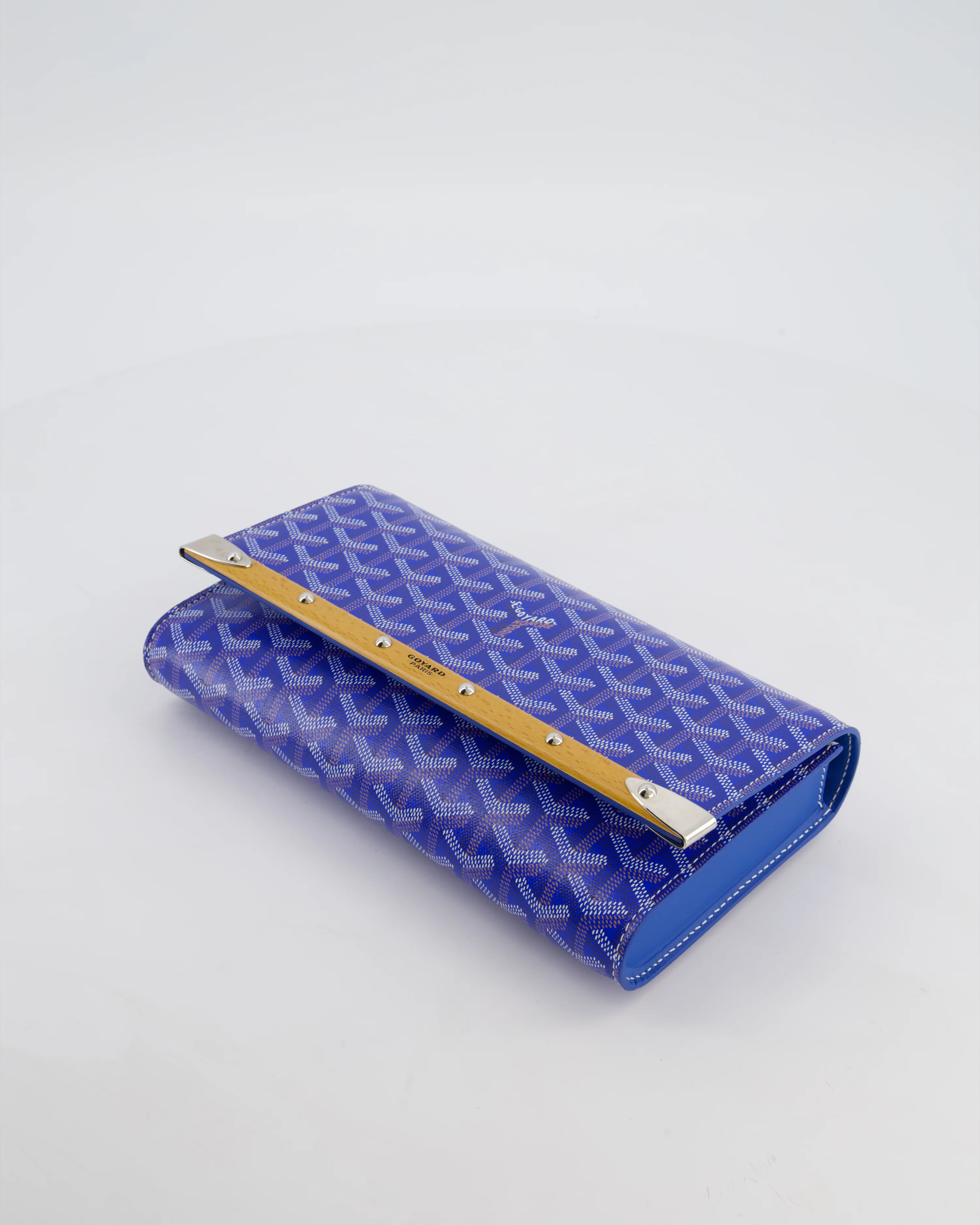 Goyard Monte Carlo Canvas Clutch Bag in Blue Goyardine Canvas and Silver Hardware - Image 19