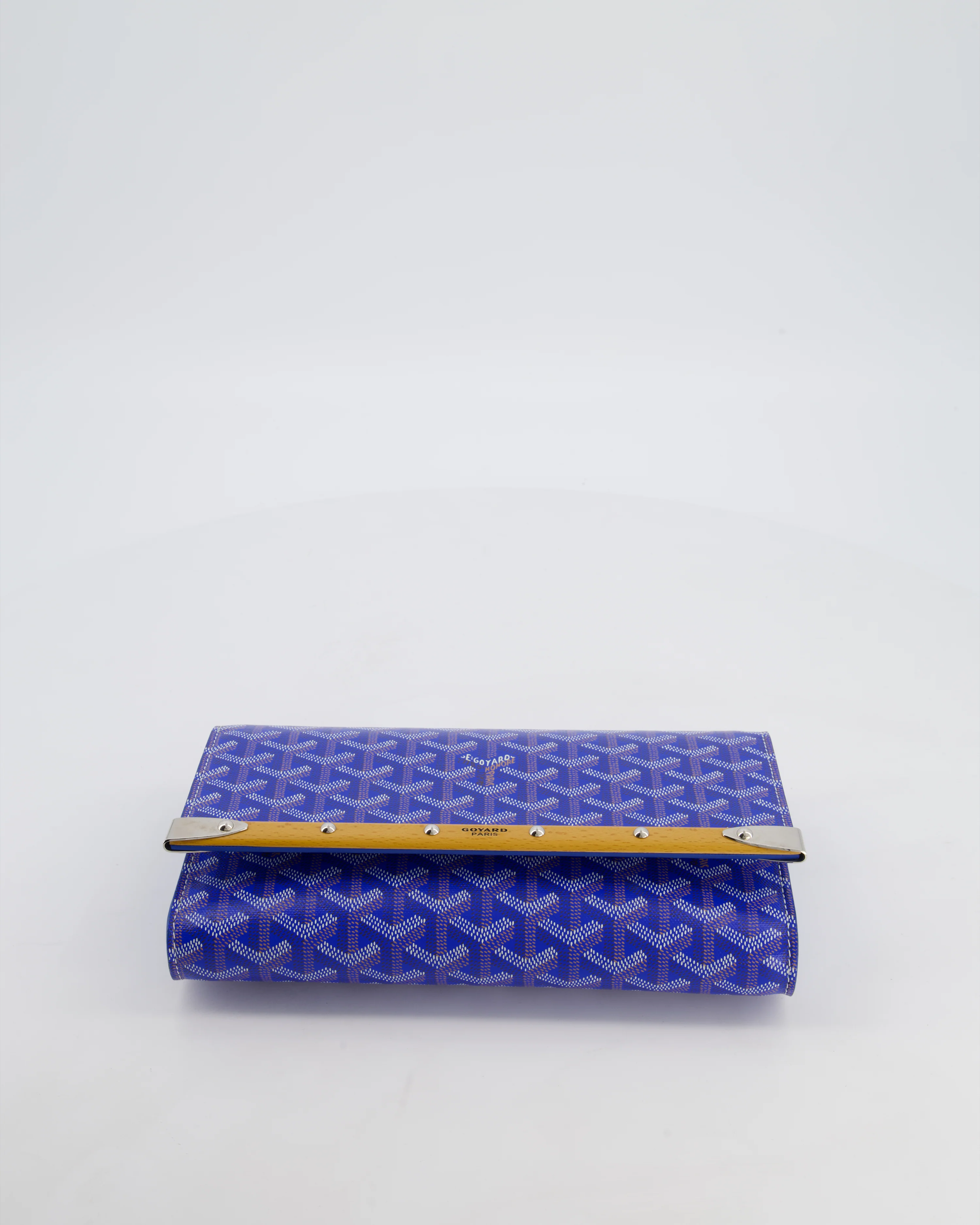 Goyard Monte Carlo Canvas Clutch Bag in Blue Goyardine Canvas and Silver Hardware - Image 20