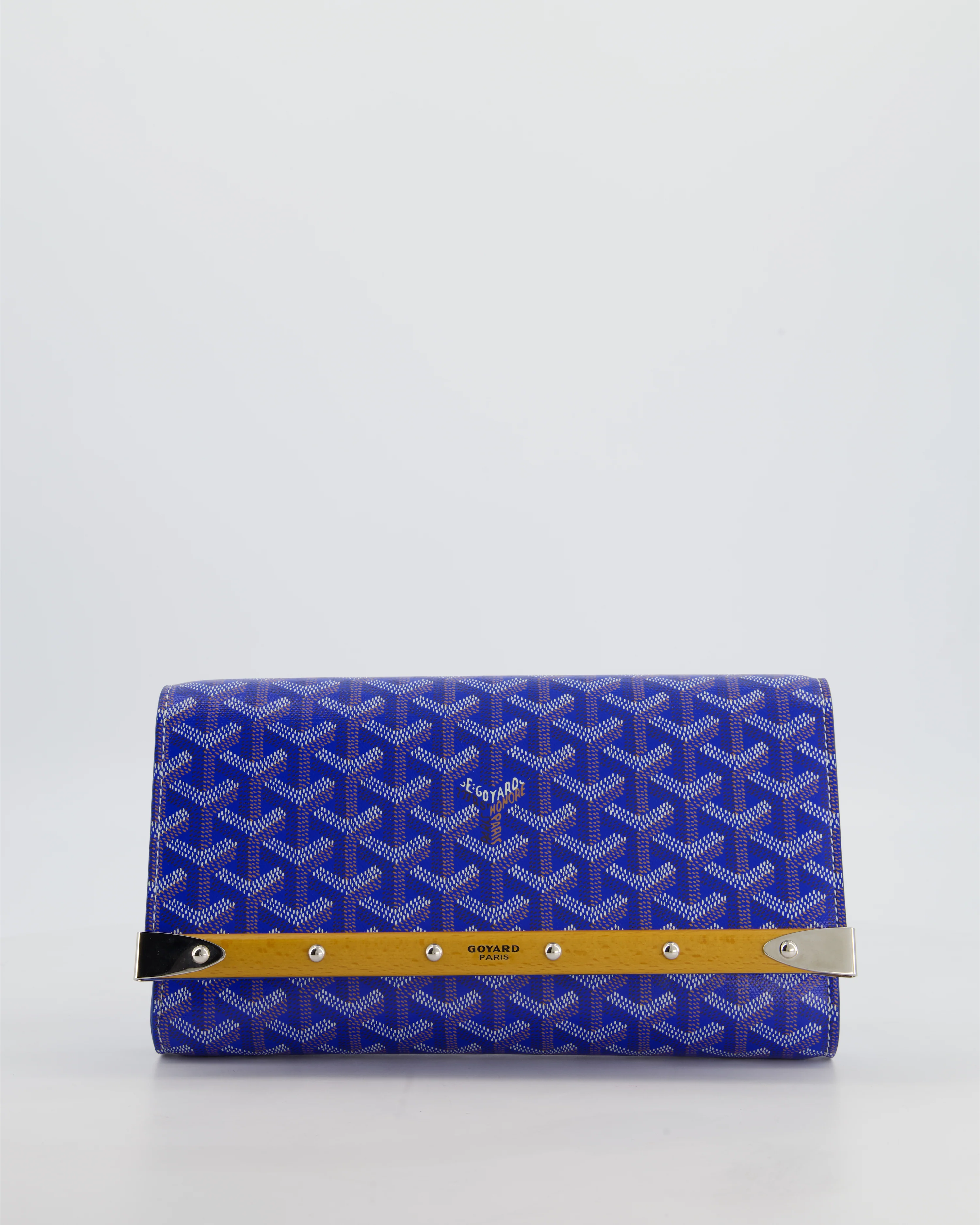 Goyard Monte Carlo Canvas Clutch Bag in Blue Goyardine Canvas and Silver Hardware - Image 3