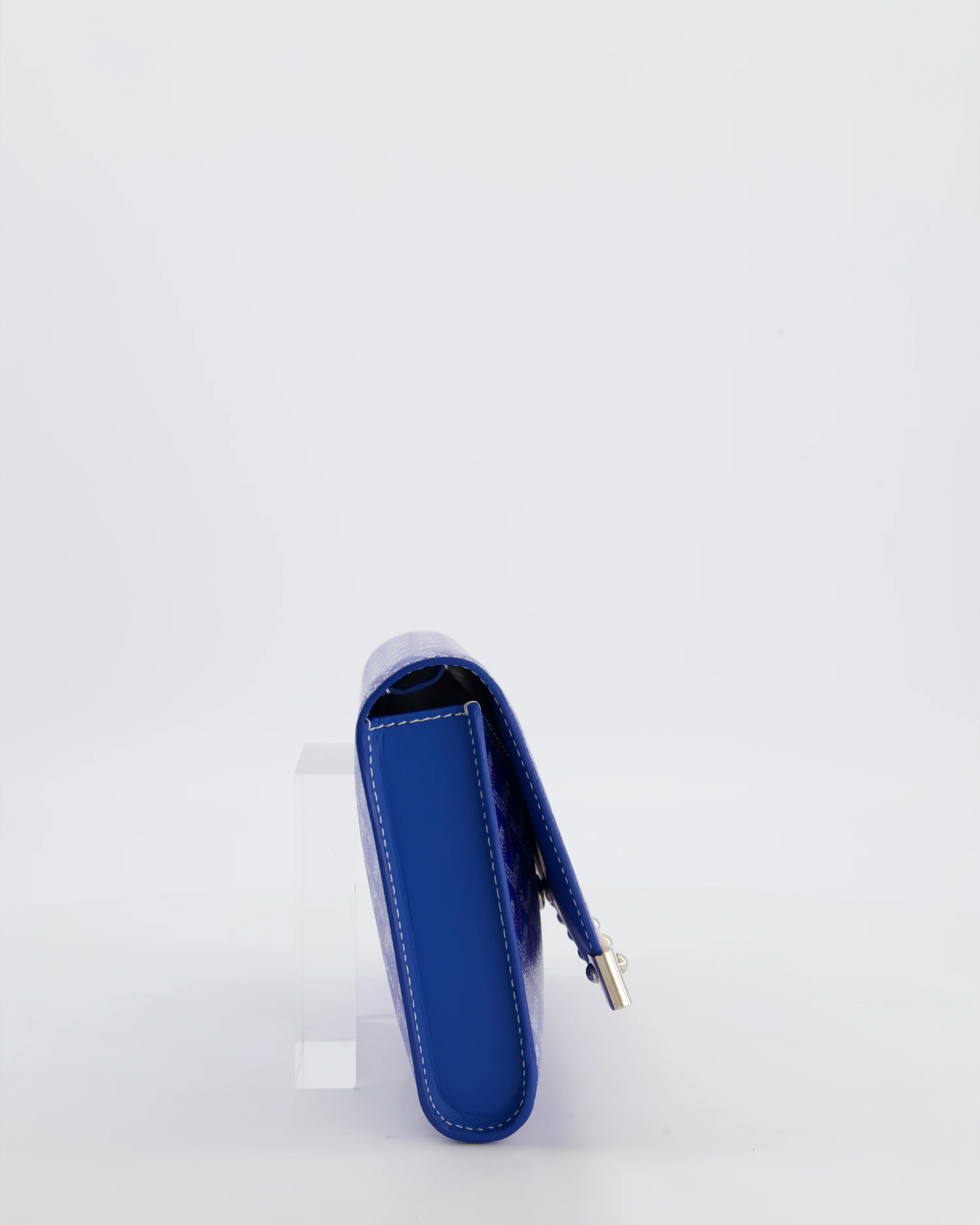 Goyard Monte Carlo Canvas Clutch Bag in Blue Goyardine Canvas and Silver Hardware - Image 5
