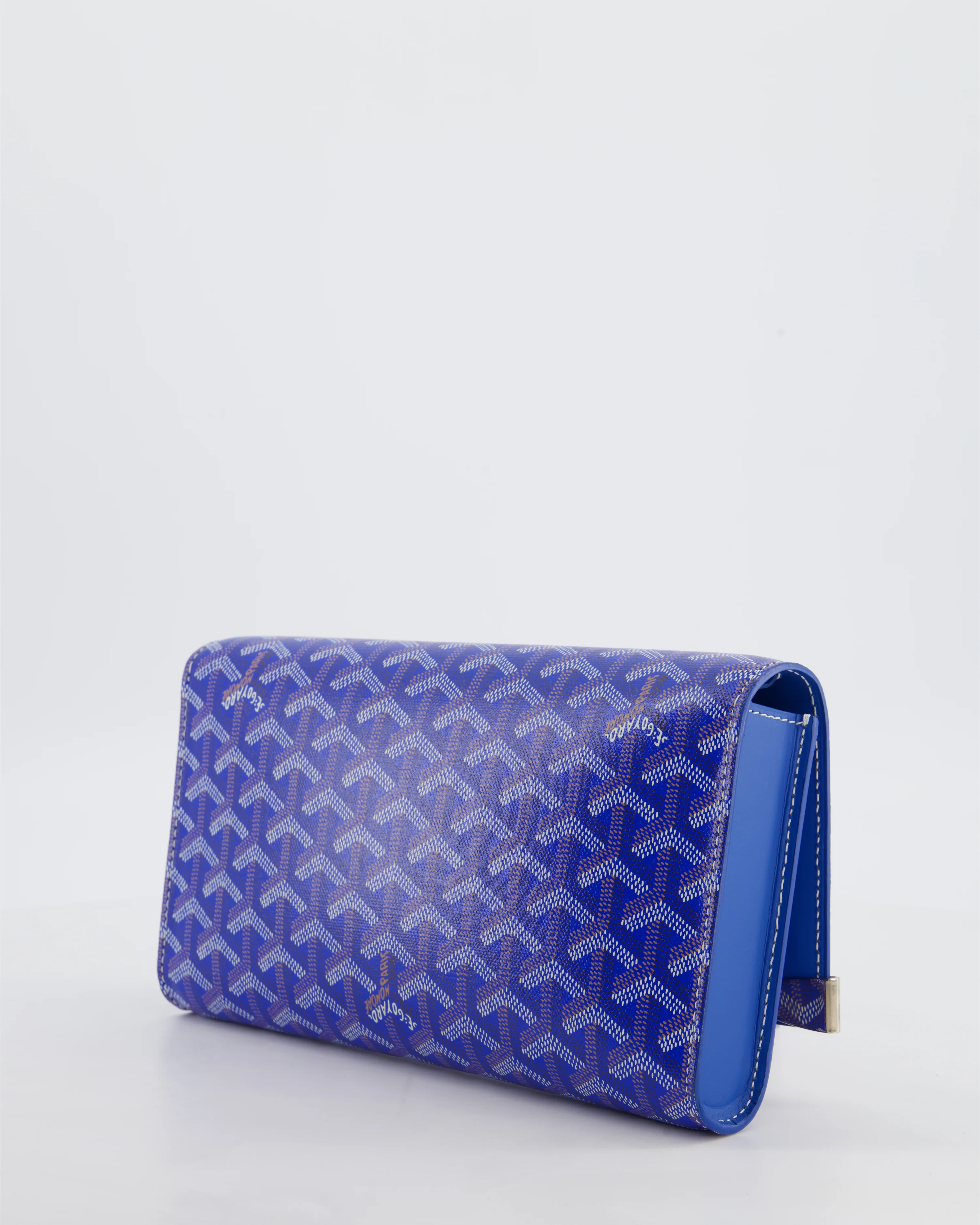 Goyard Monte Carlo Canvas Clutch Bag in Blue Goyardine Canvas and Silver Hardware - Image 6