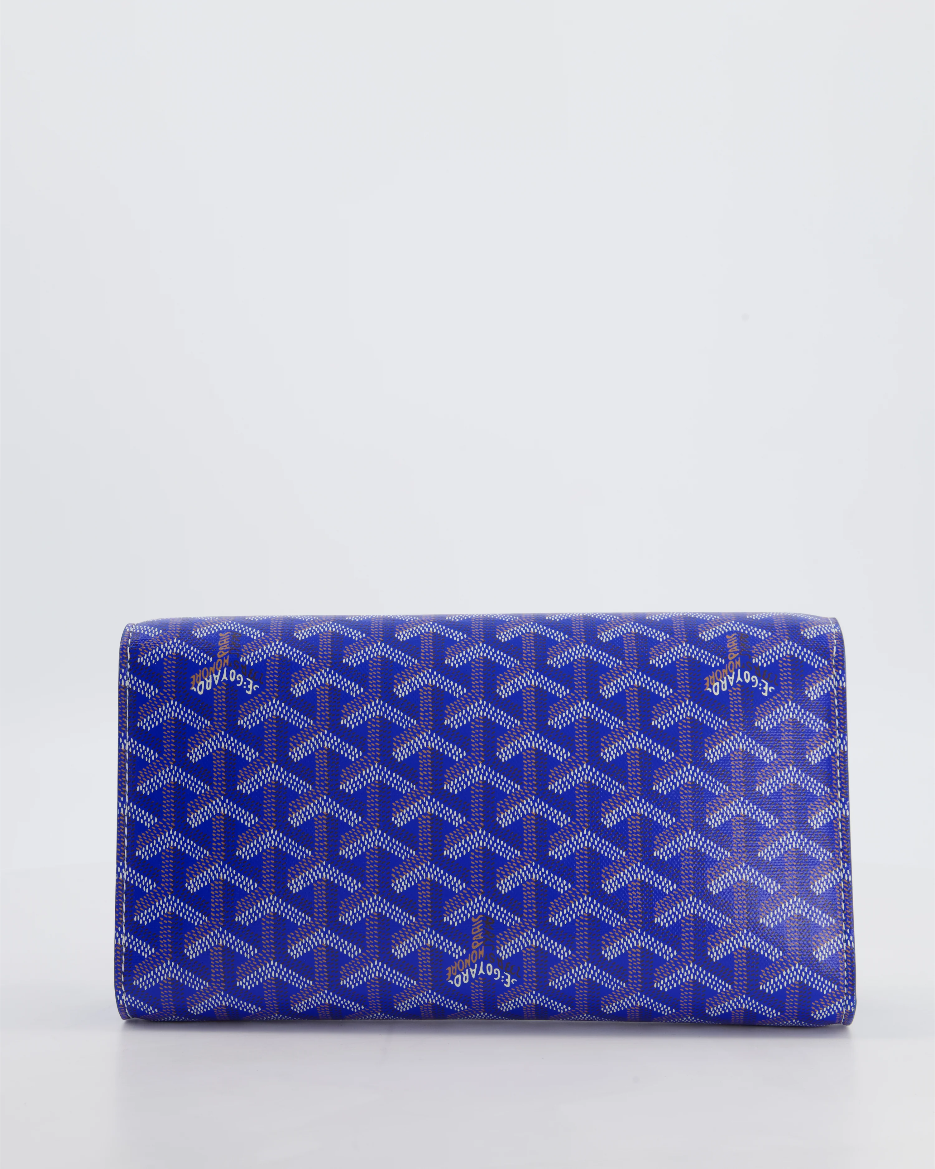 Goyard Monte Carlo Canvas Clutch Bag in Blue Goyardine Canvas and Silver Hardware - Image 7
