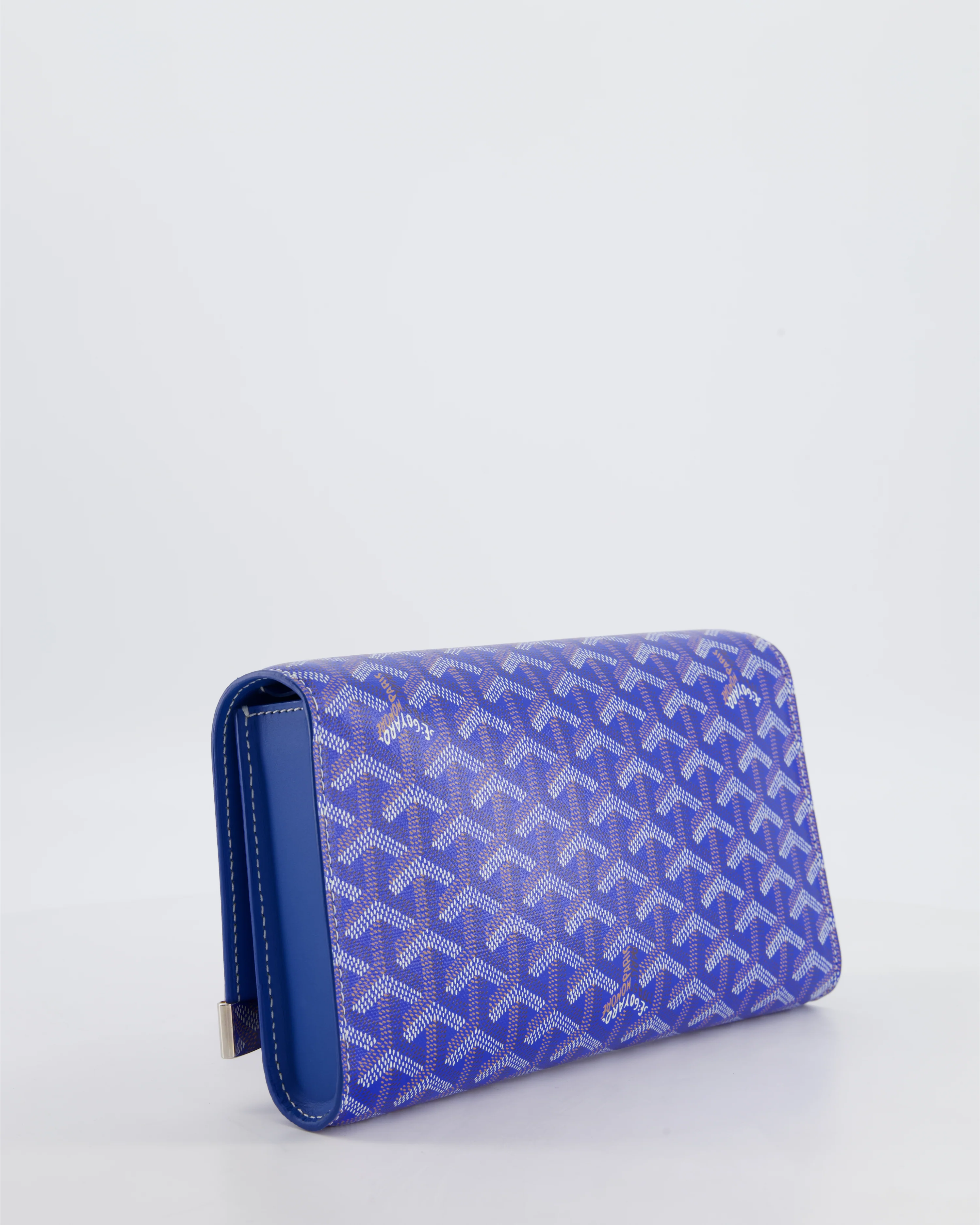 Goyard Monte Carlo Canvas Clutch Bag in Blue Goyardine Canvas and Silver Hardware - Image 8