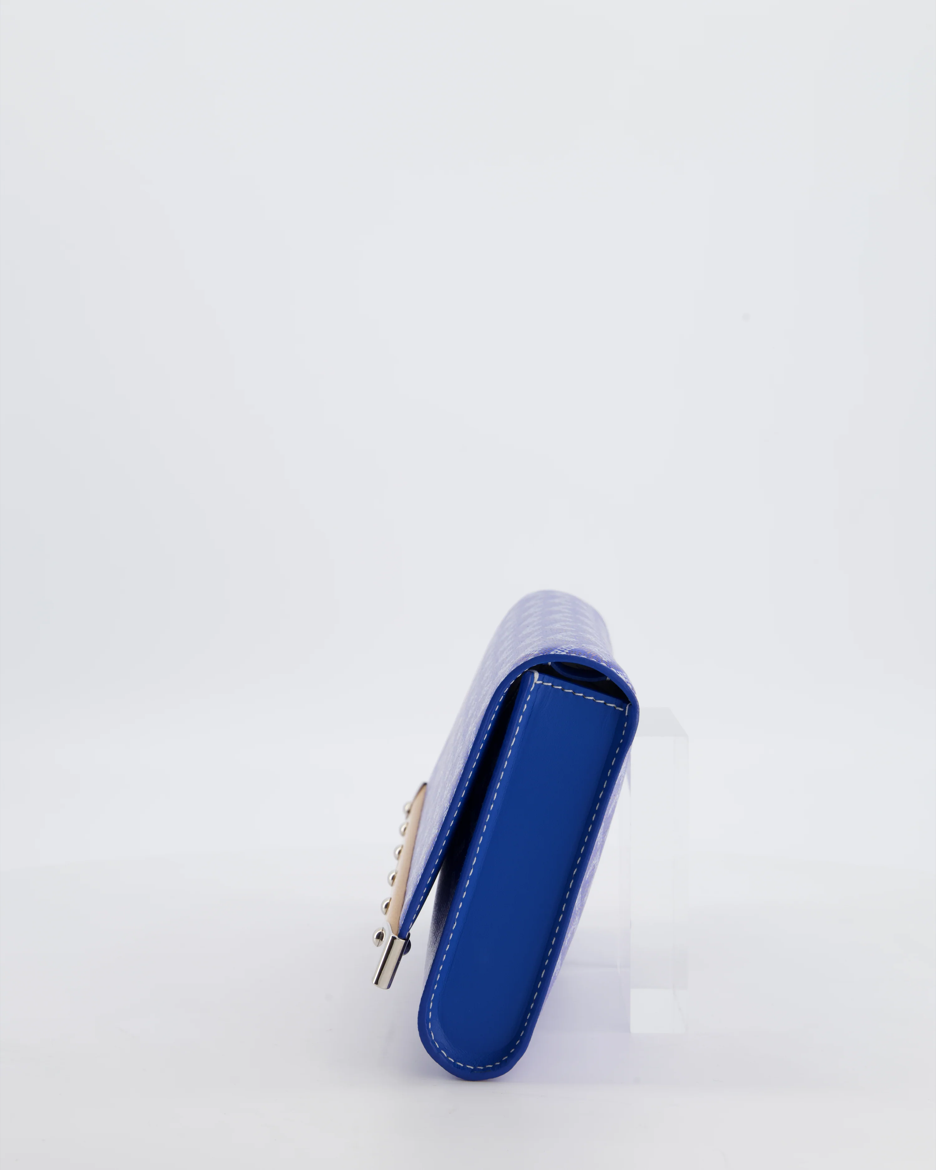 Goyard Monte Carlo Canvas Clutch Bag in Blue Goyardine Canvas and Silver Hardware - Image 9