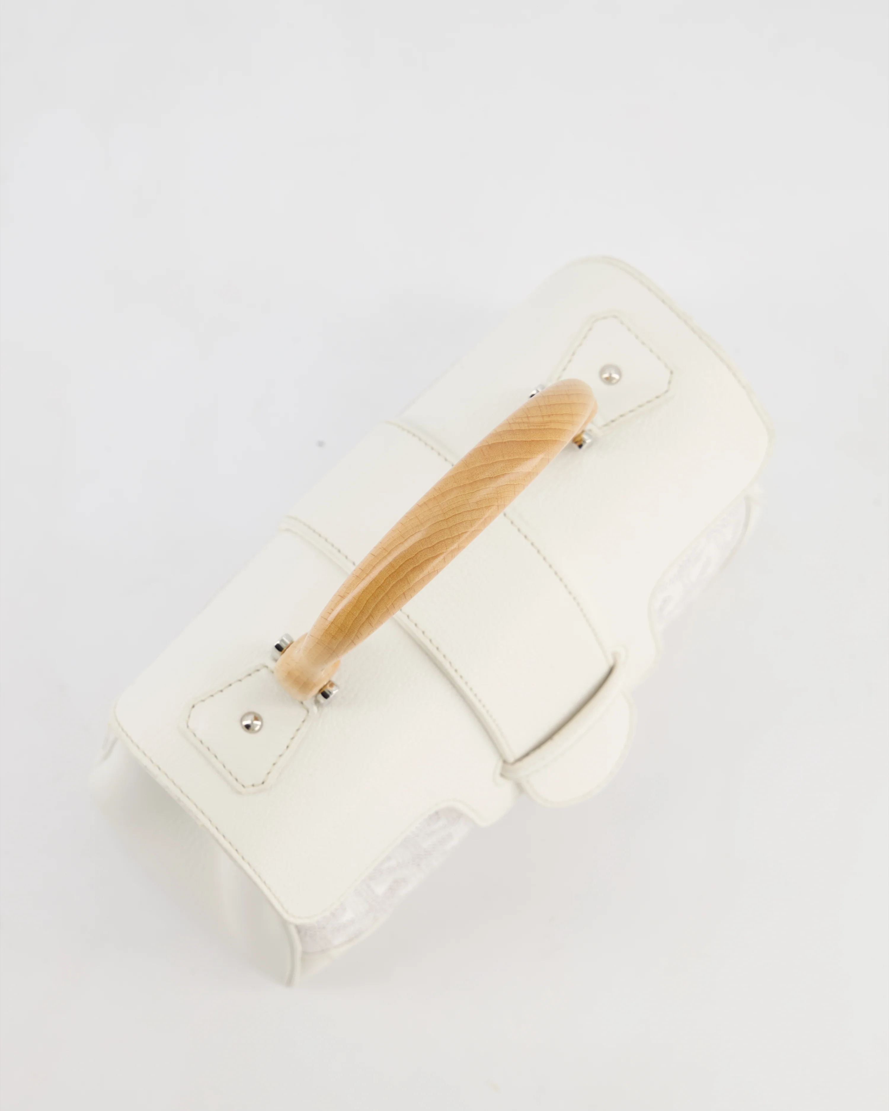 Goyard Mini Saigon Bag in White Goyardine Canvas & Wood with Silver Hardware RRP £4300 - Image 15