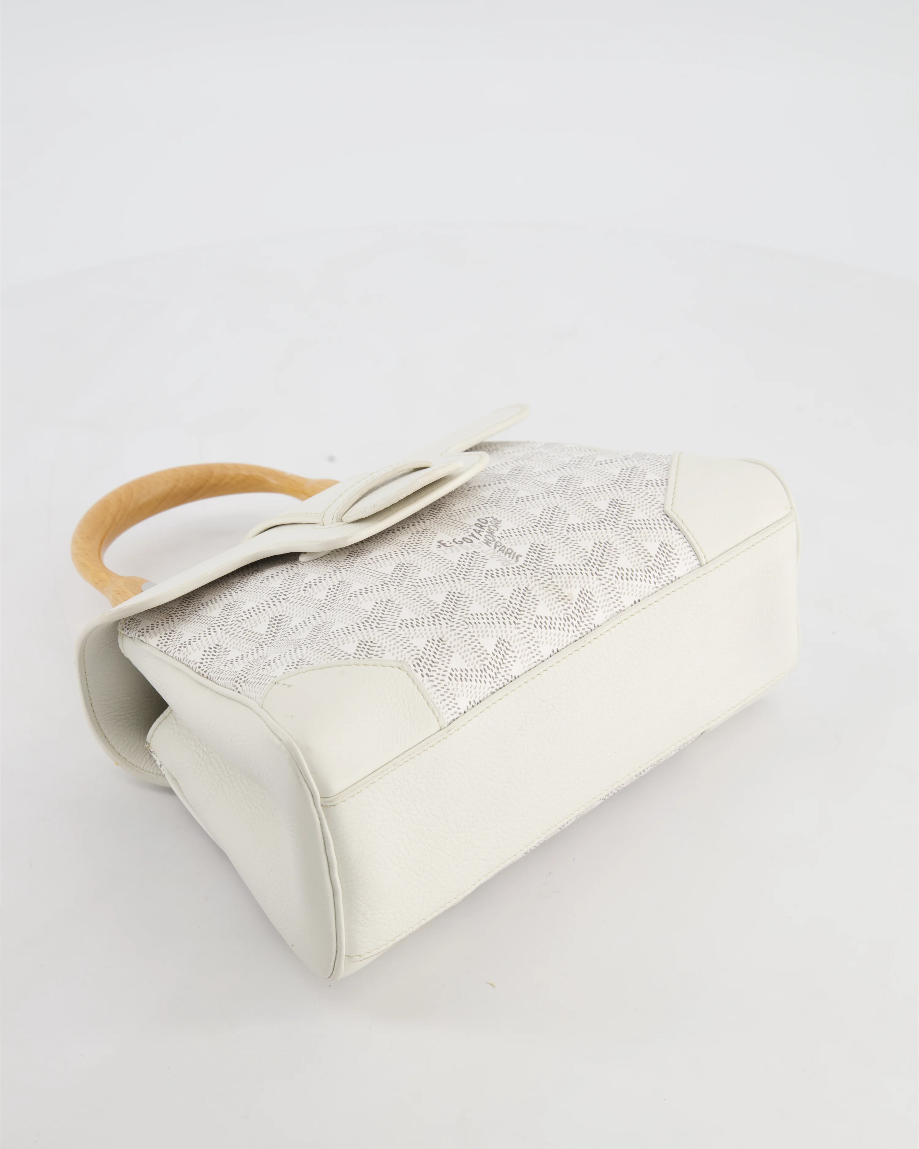 Goyard Mini Saigon Bag in White Goyardine Canvas & Wood with Silver Hardware RRP £4300 - Image 16