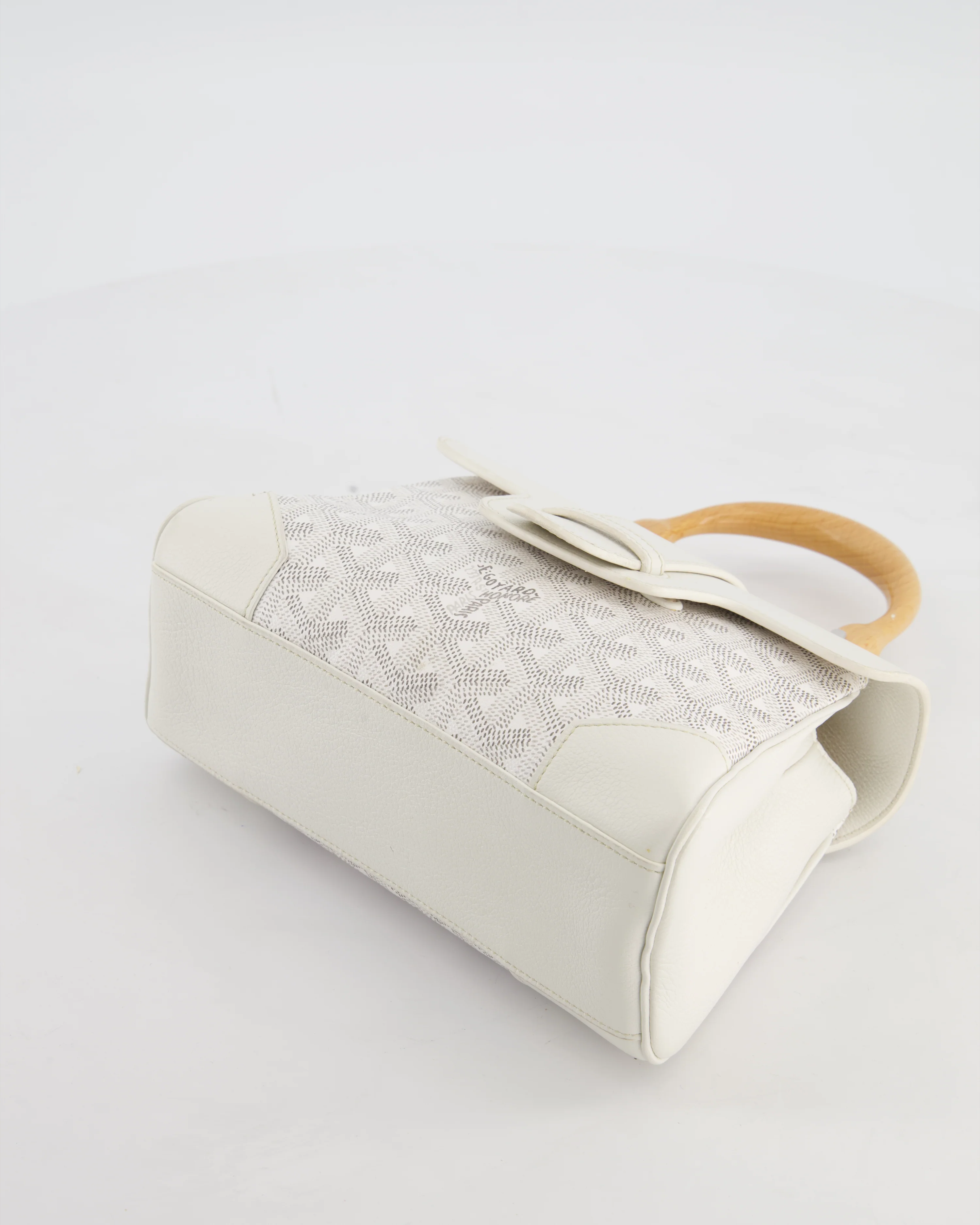 Goyard Mini Saigon Bag in White Goyardine Canvas & Wood with Silver Hardware RRP £4300 - Image 17