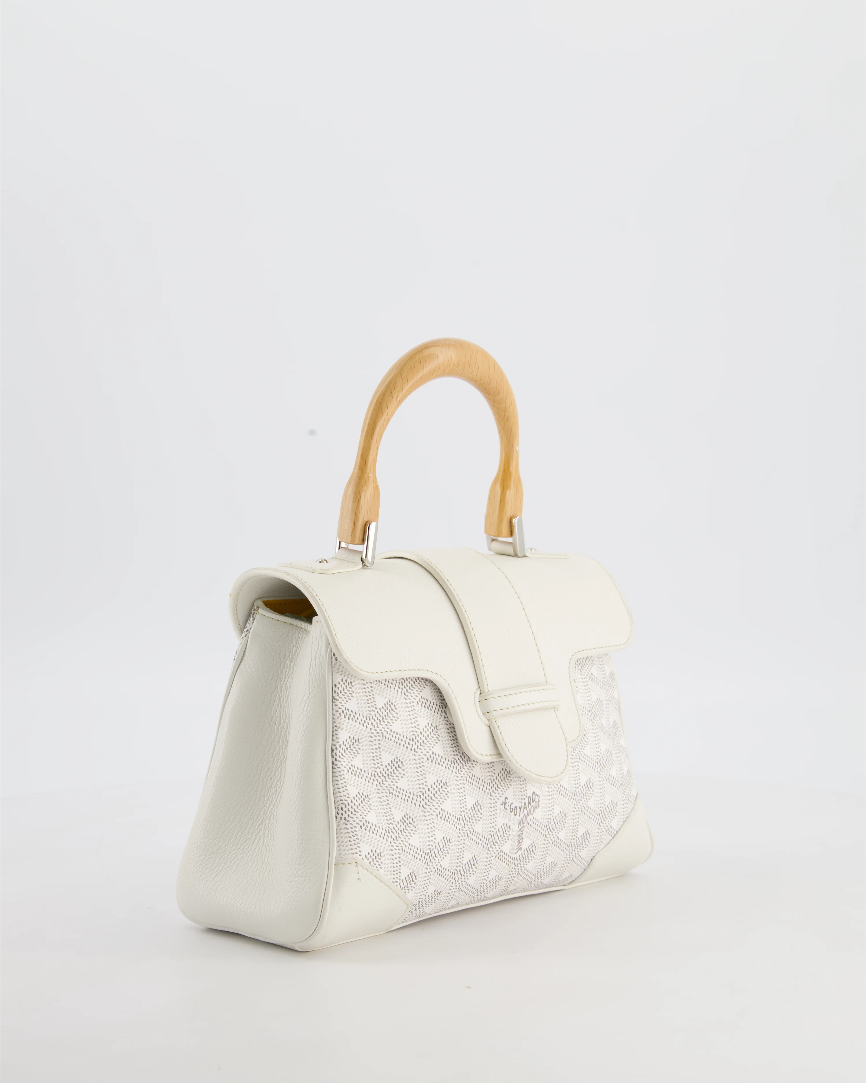 Goyard Mini Saigon Bag in White Goyardine Canvas & Wood with Silver Hardware RRP £4300 - Image 3