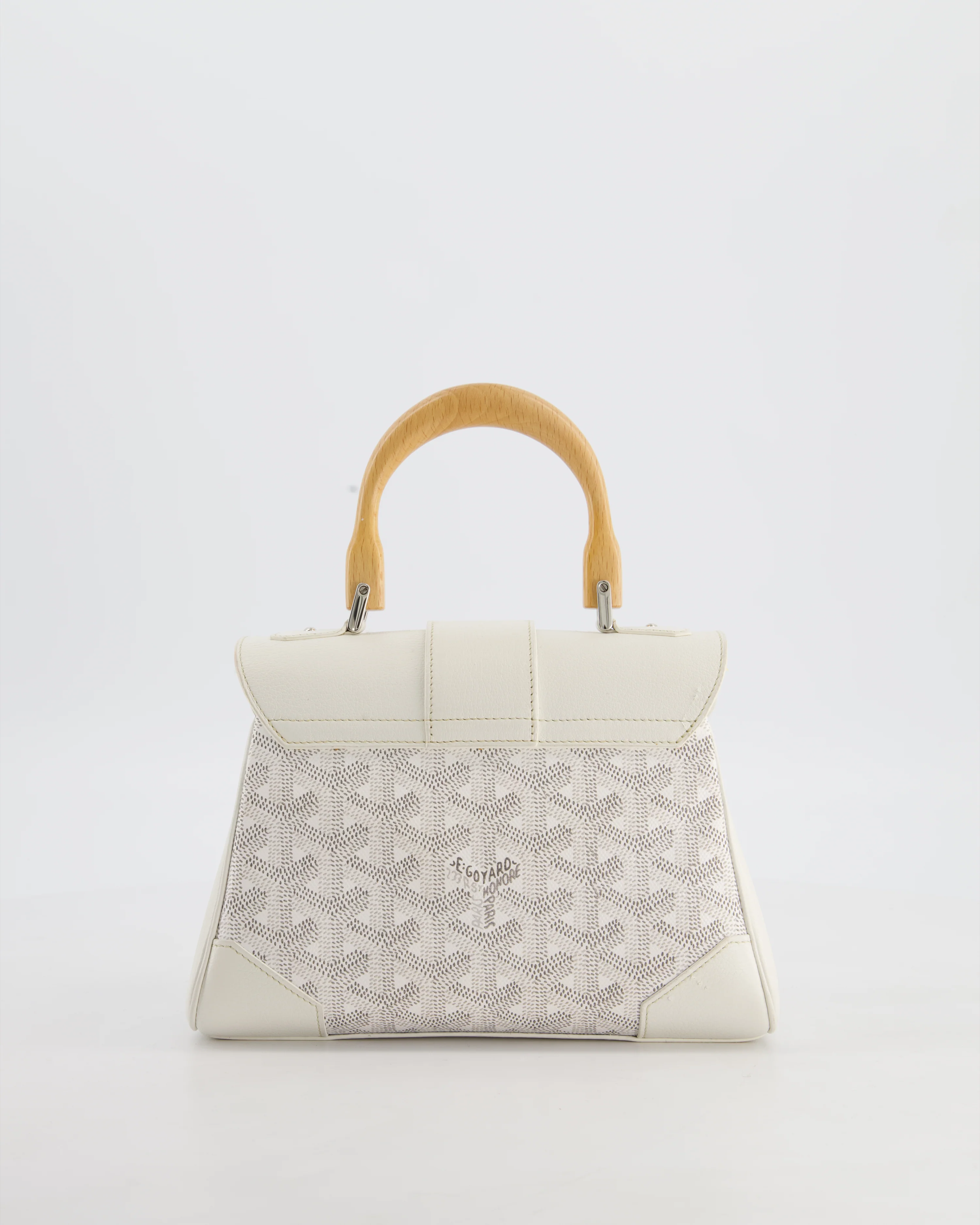 Goyard Mini Saigon Bag in White Goyardine Canvas & Wood with Silver Hardware RRP £4300 - Image 6