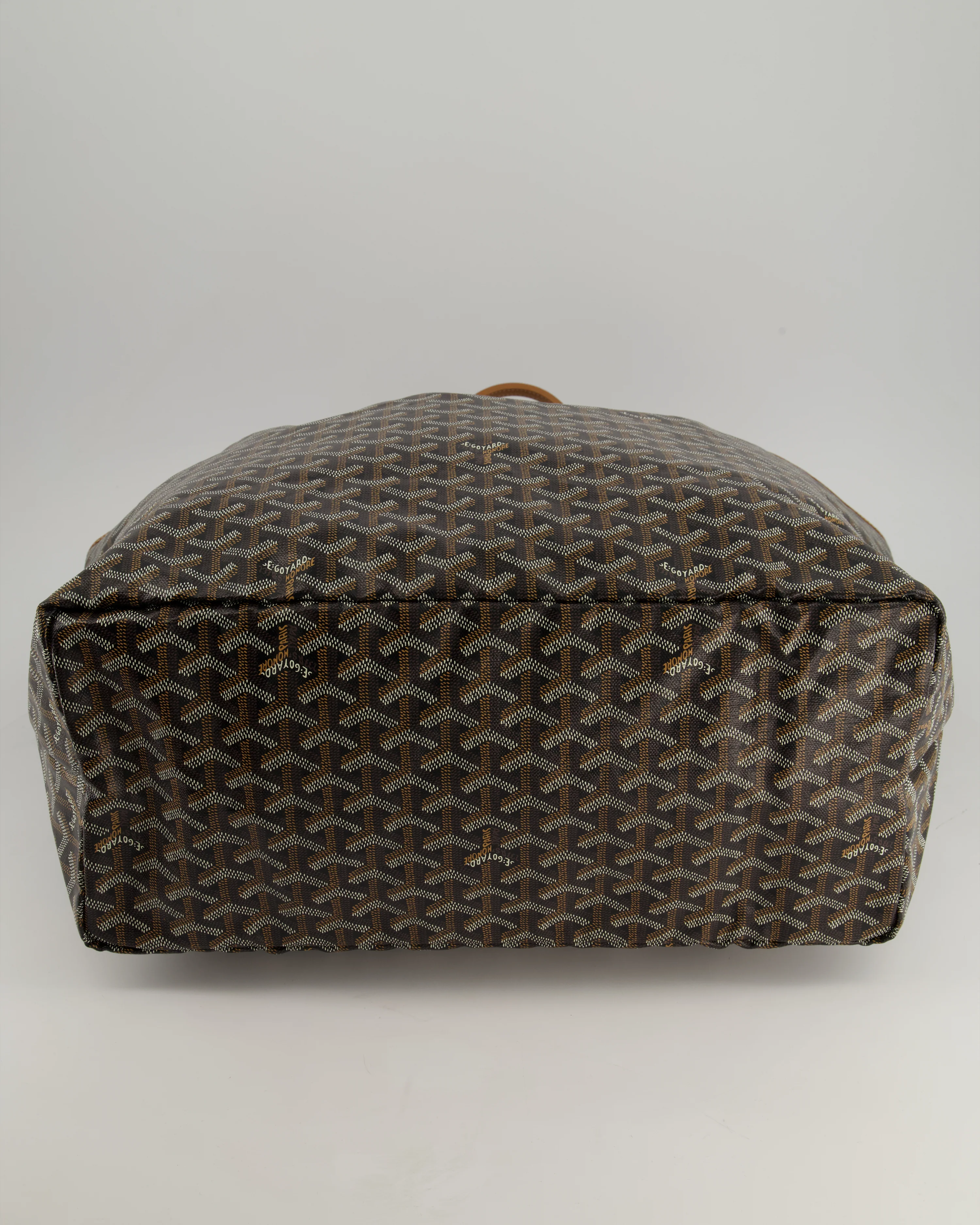 Goyard Saint Louis GM Black Shoulder Tote Bag in Goyardine Canvas and Brown Chevroches Calfskin Leather - Image 16