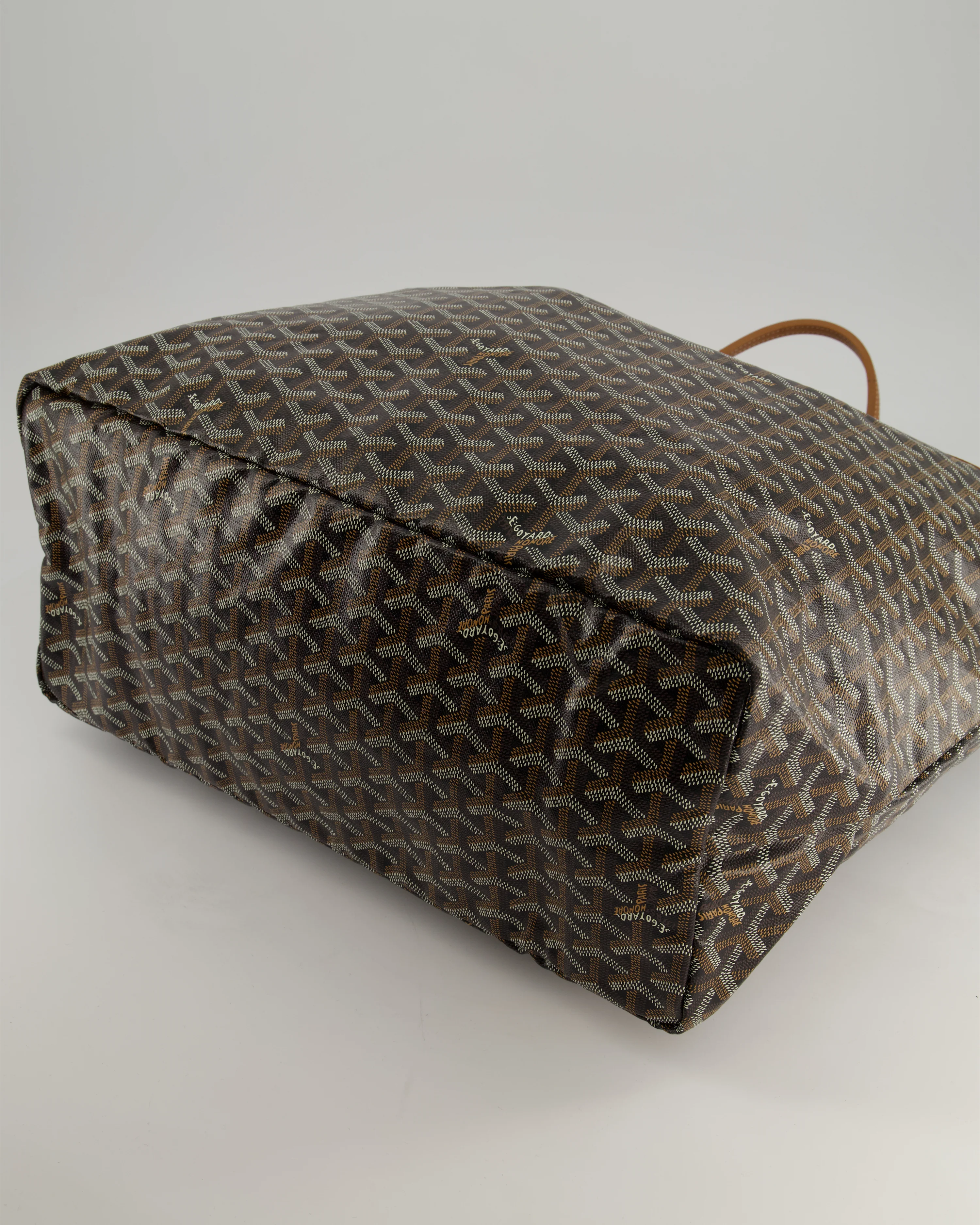 Goyard Saint Louis GM Black Shoulder Tote Bag in Goyardine Canvas and Brown Chevroches Calfskin Leather - Image 18