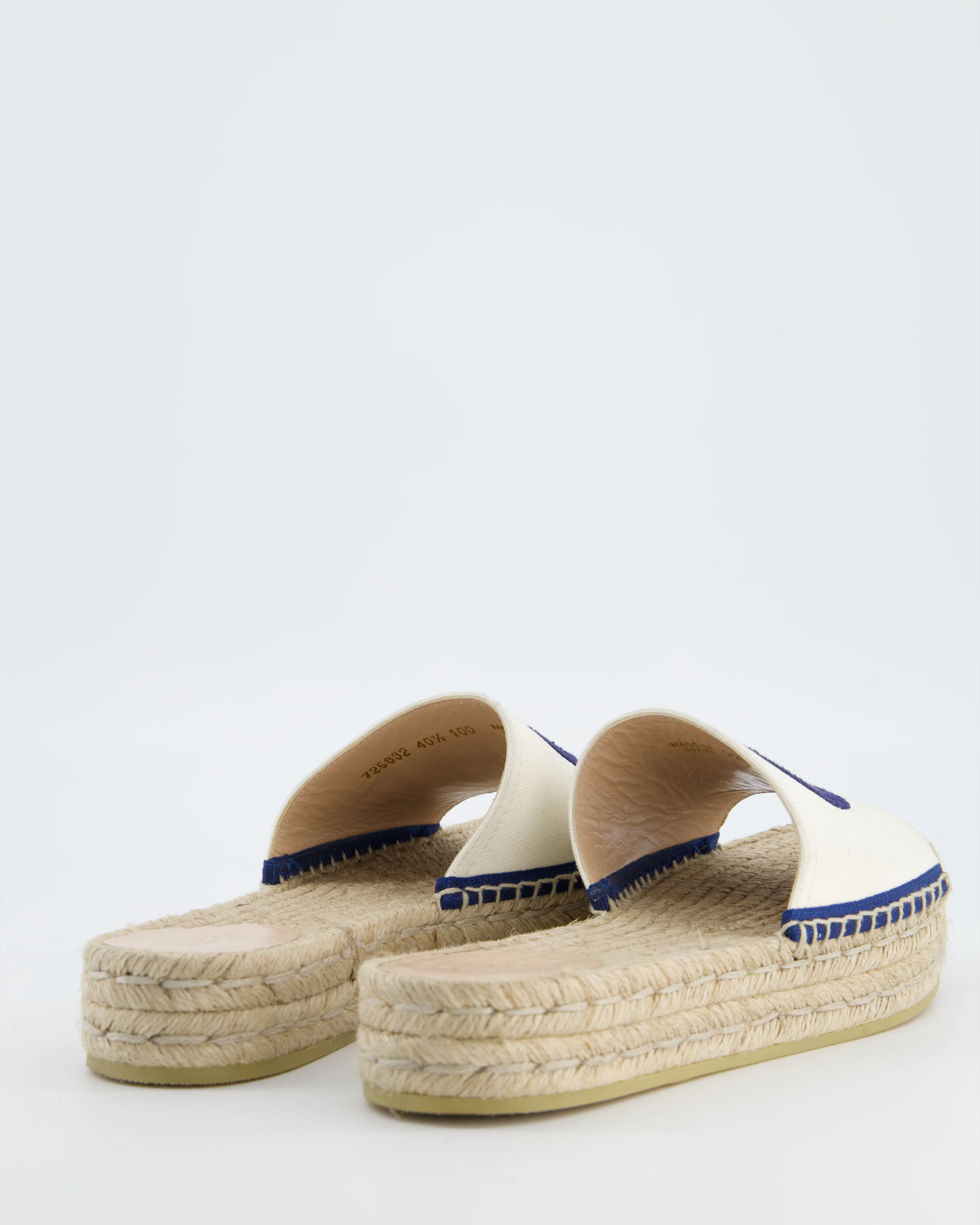Gucci Beige Canvas & Raffia Platform Sandals with GG Logo Size EU 40.5 - Image 3