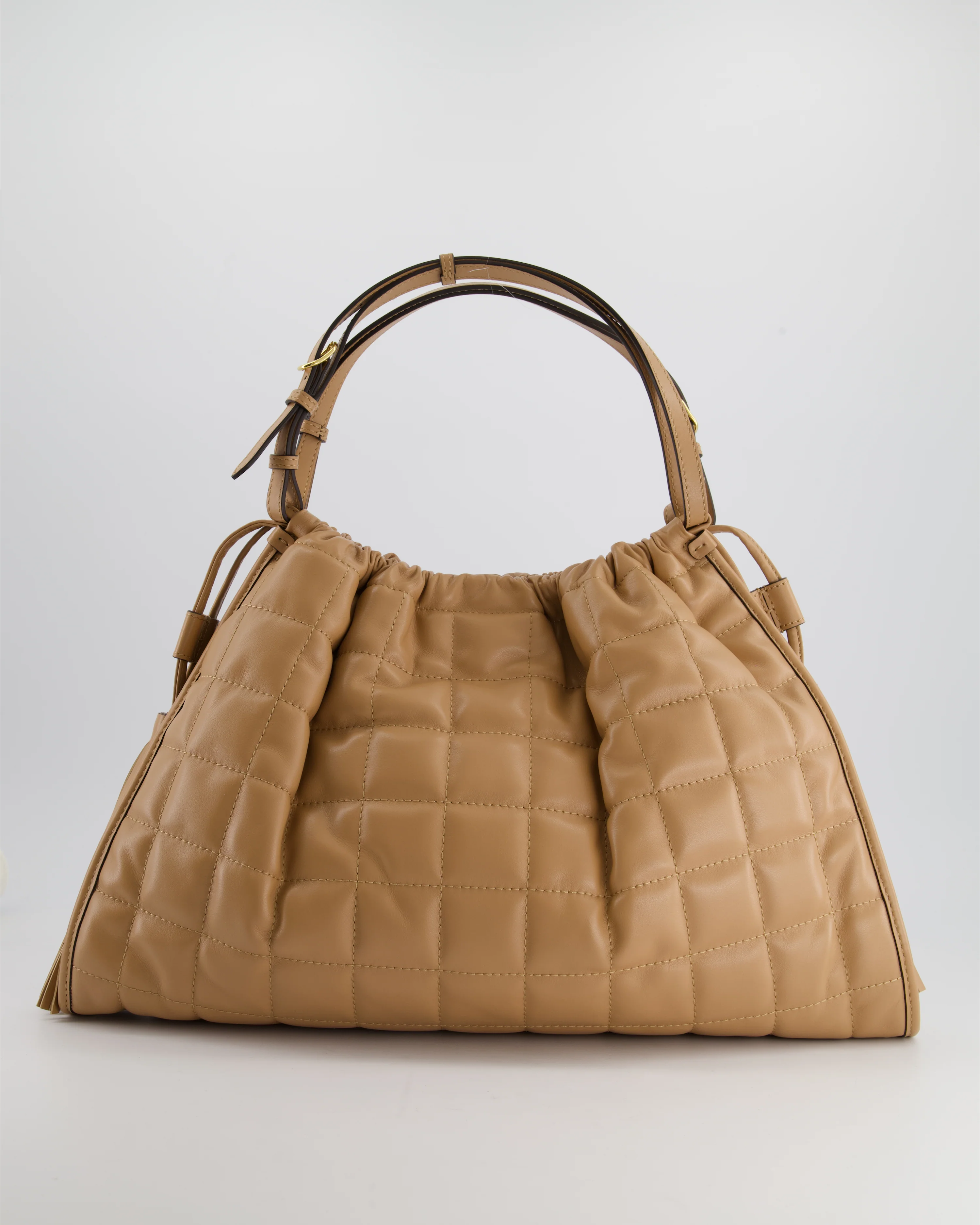 Gucci Beige Quilted Leather Shoulder Bag Dual Tone Hardware and Leather Tassels - Image 11
