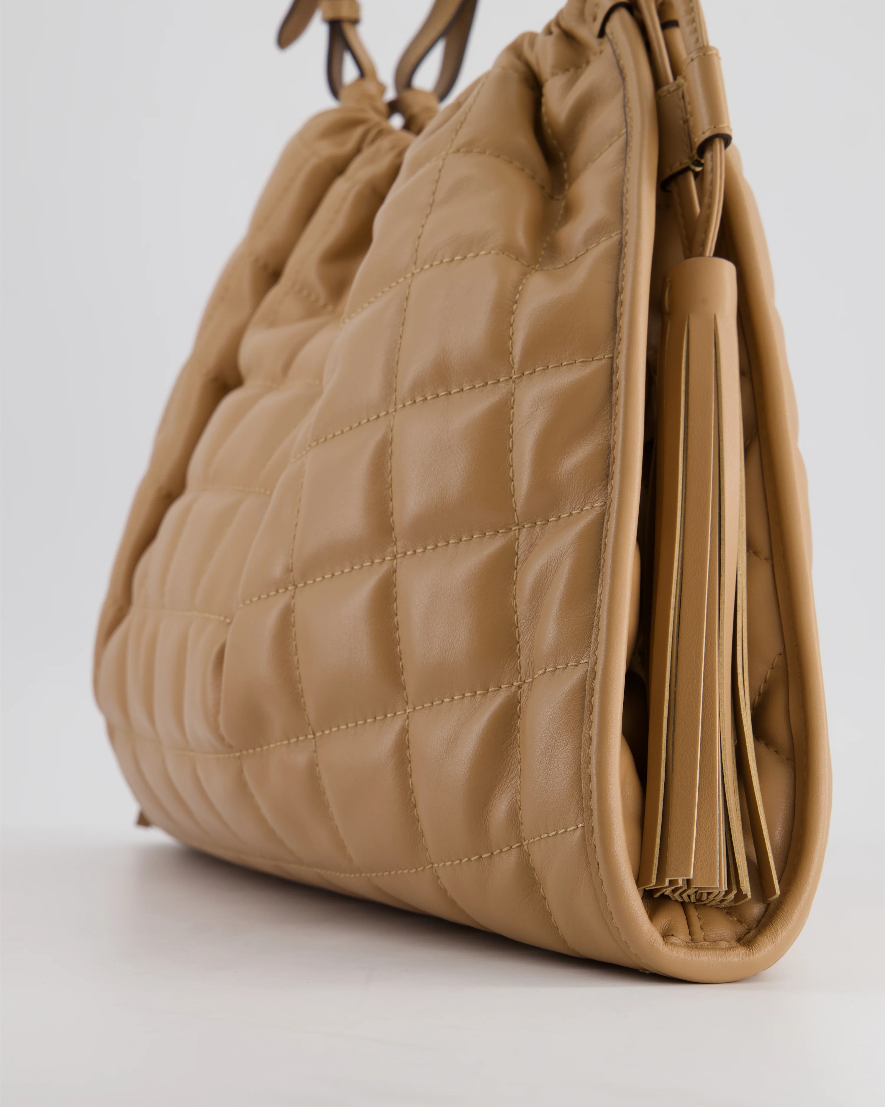 Gucci Beige Quilted Leather Shoulder Bag Dual Tone Hardware and Leather Tassels - Image 14
