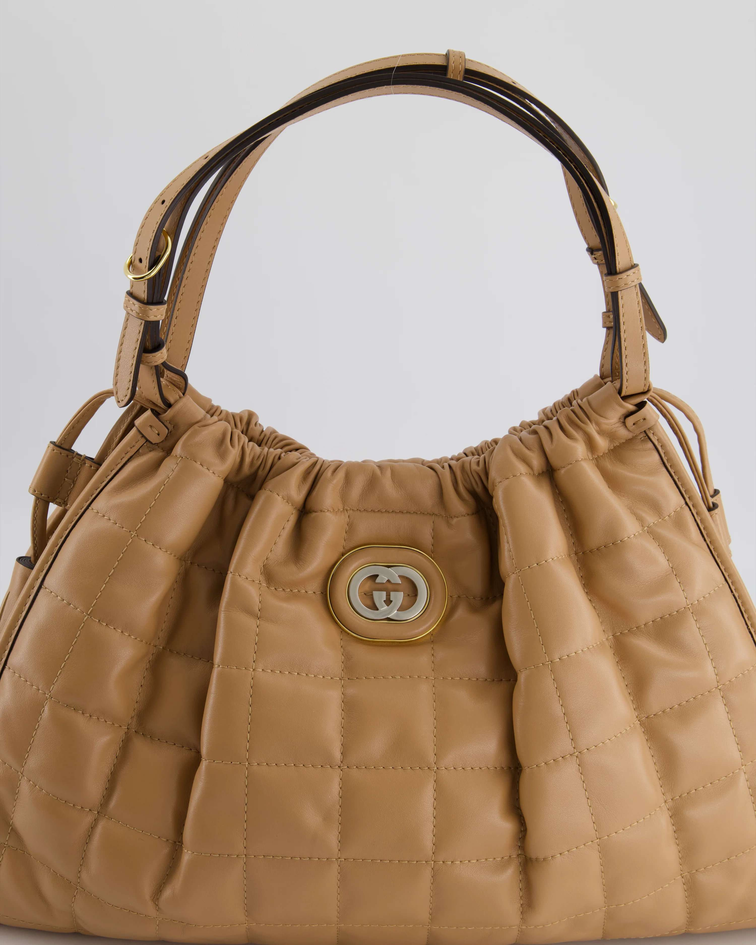Gucci Beige Quilted Leather Shoulder Bag Dual Tone Hardware and Leather Tassels - Image 16