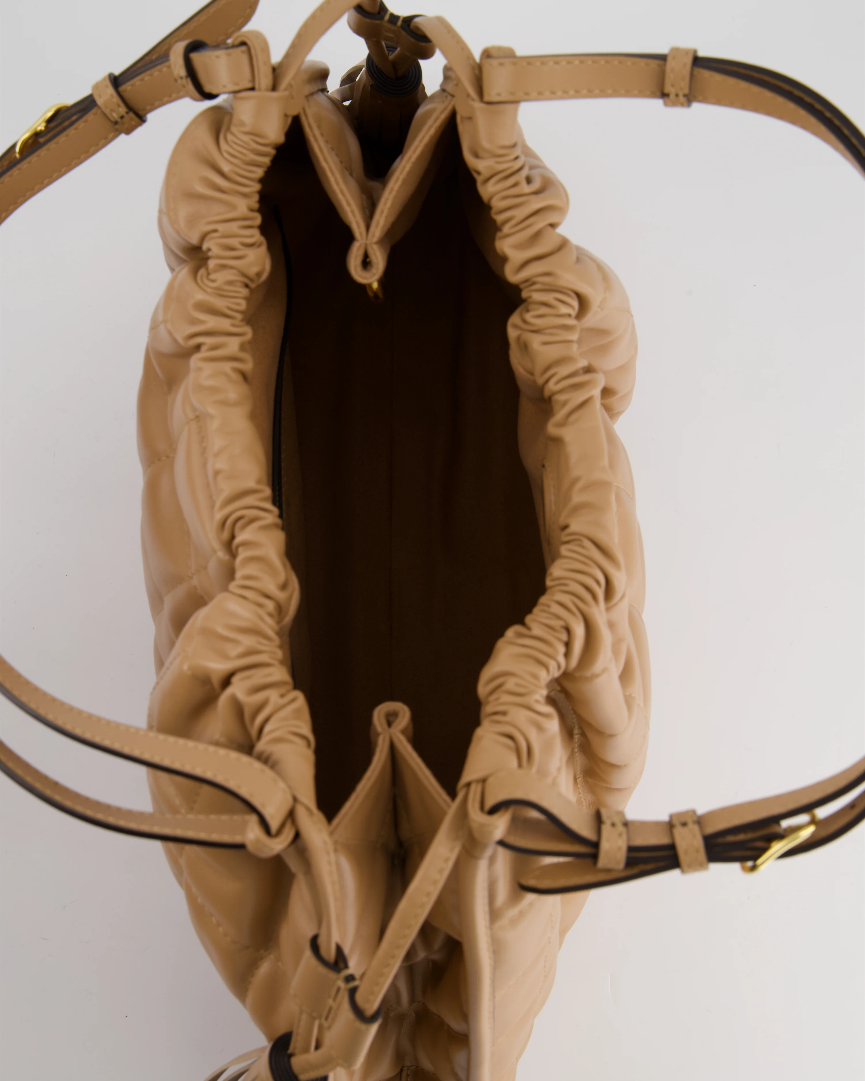 Gucci Beige Quilted Leather Shoulder Bag Dual Tone Hardware and Leather Tassels - Image 20