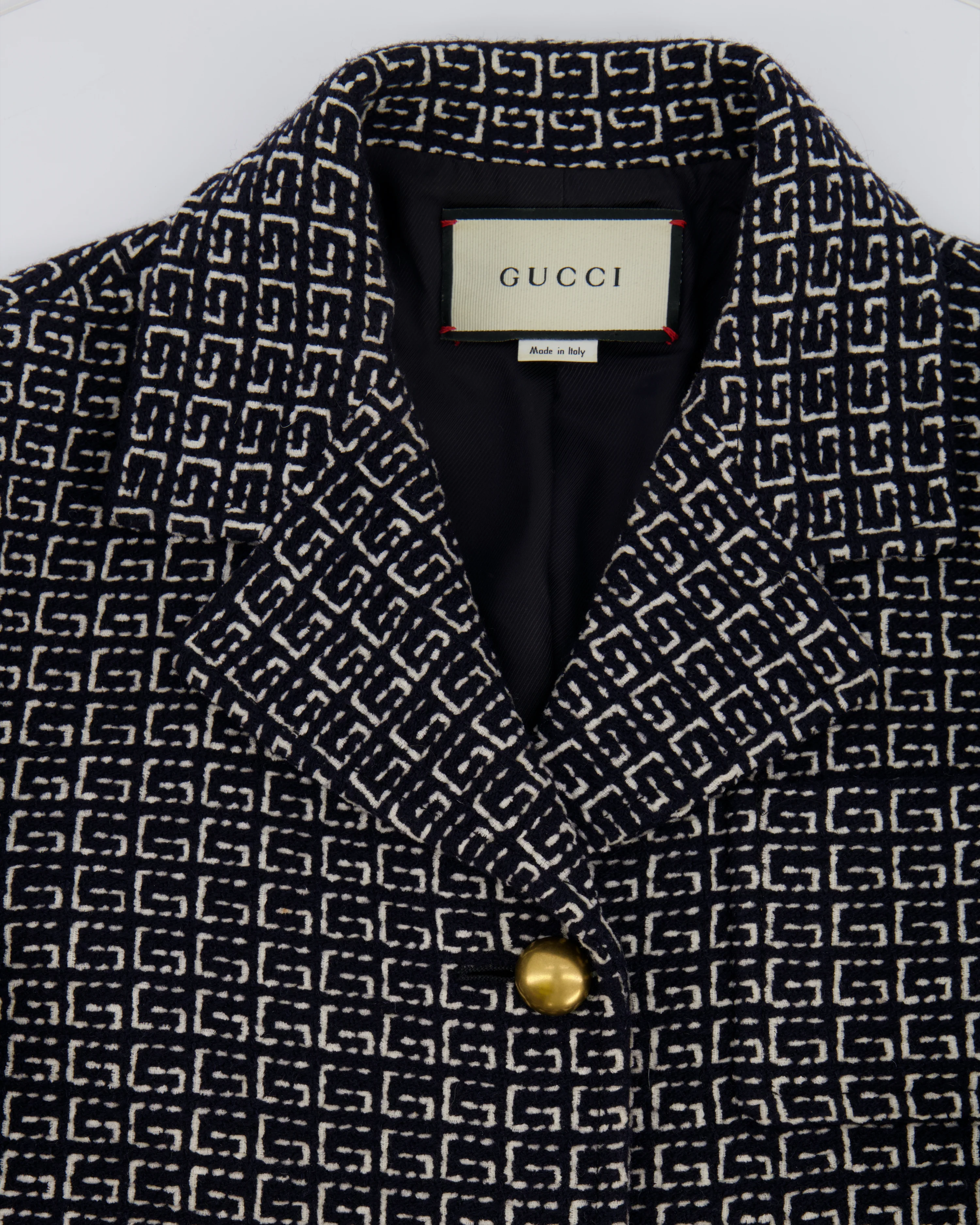 Gucci Black and White GG Logo Jacket and Midi Skirt Set with Leather Details Size IT 44 (UK 12) - Image 10