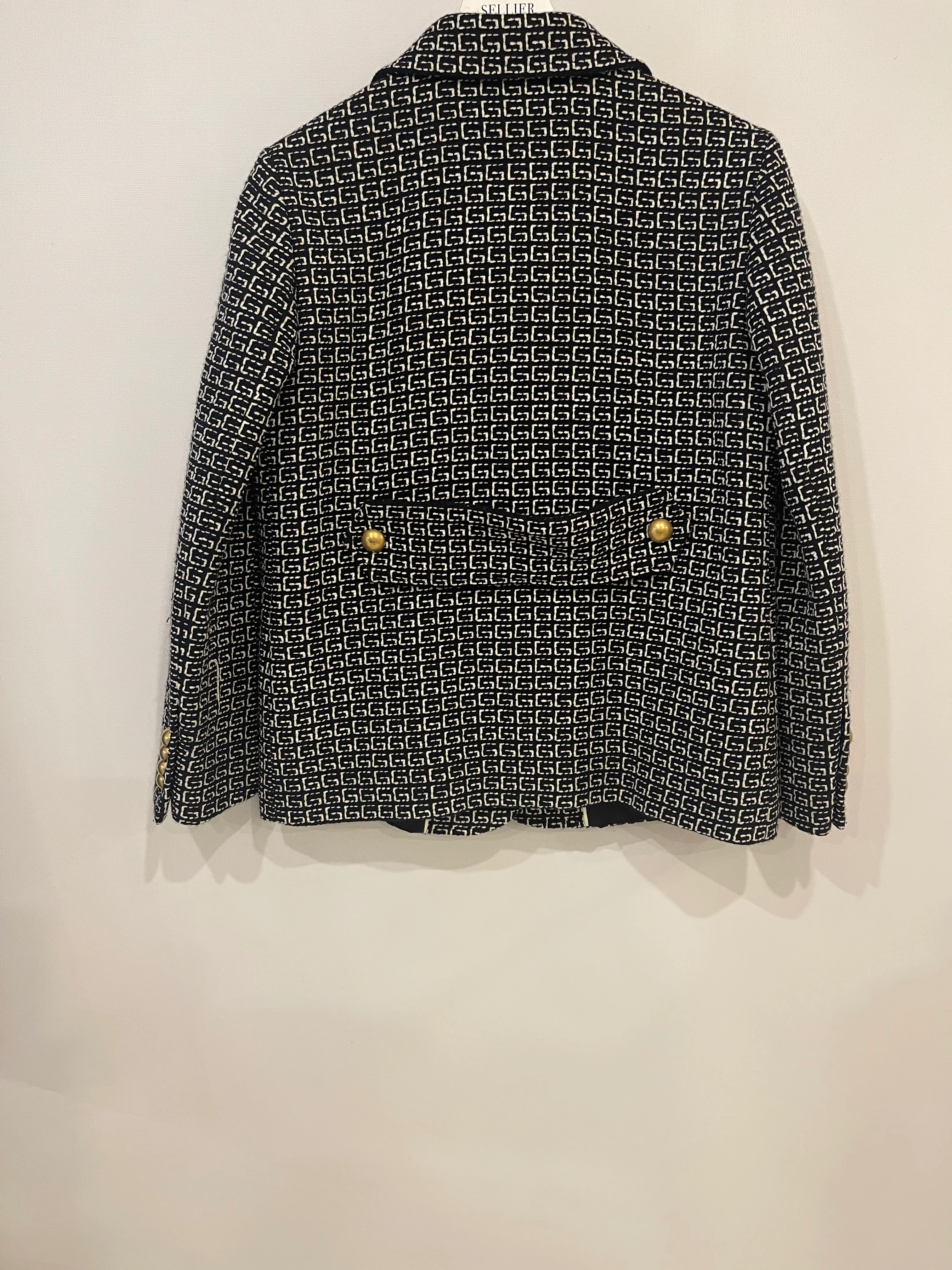 Gucci Black and White GG Logo Jacket and Midi Skirt Set with Leather Details Size IT 44 (UK 12) - Image 14