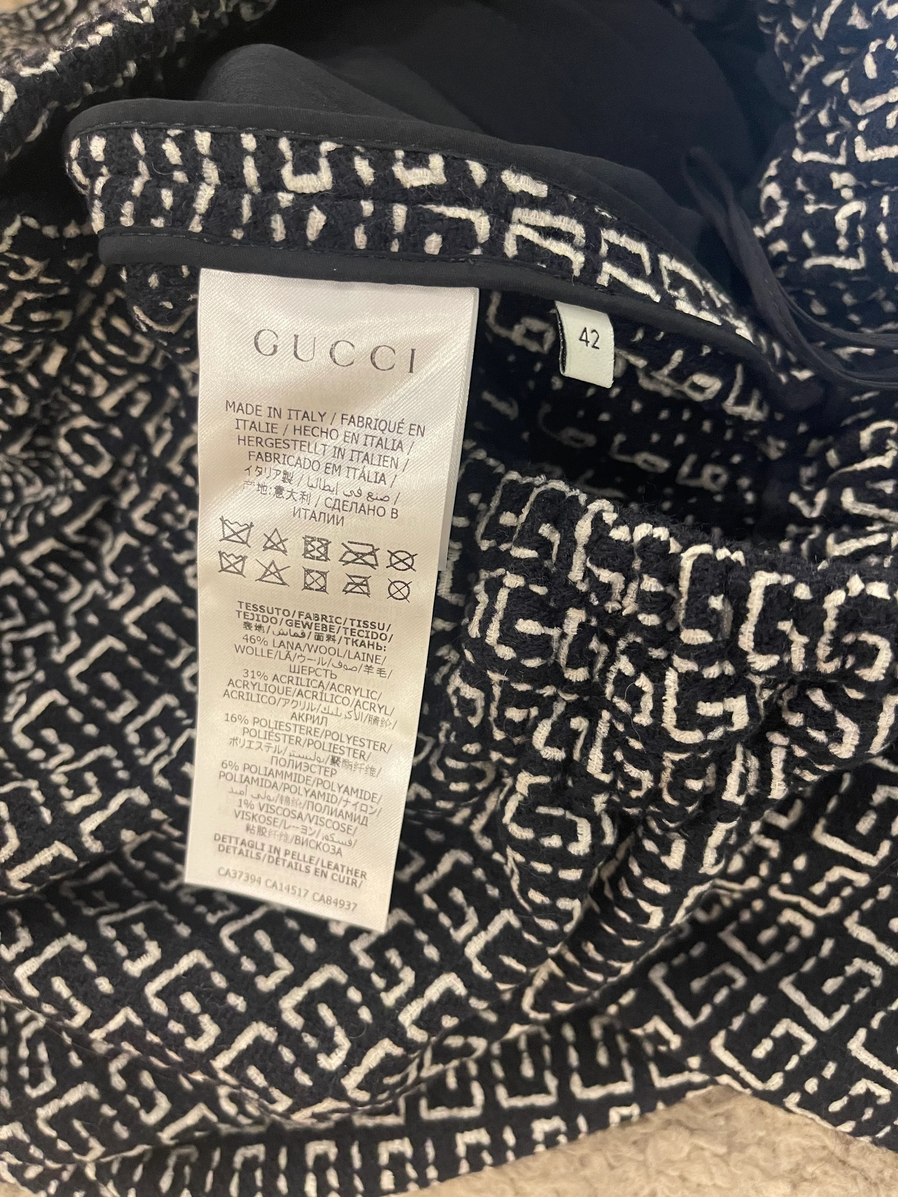 Gucci Black and White GG Logo Jacket and Midi Skirt Set with Leather Details Size IT 44 (UK 12) - Image 22