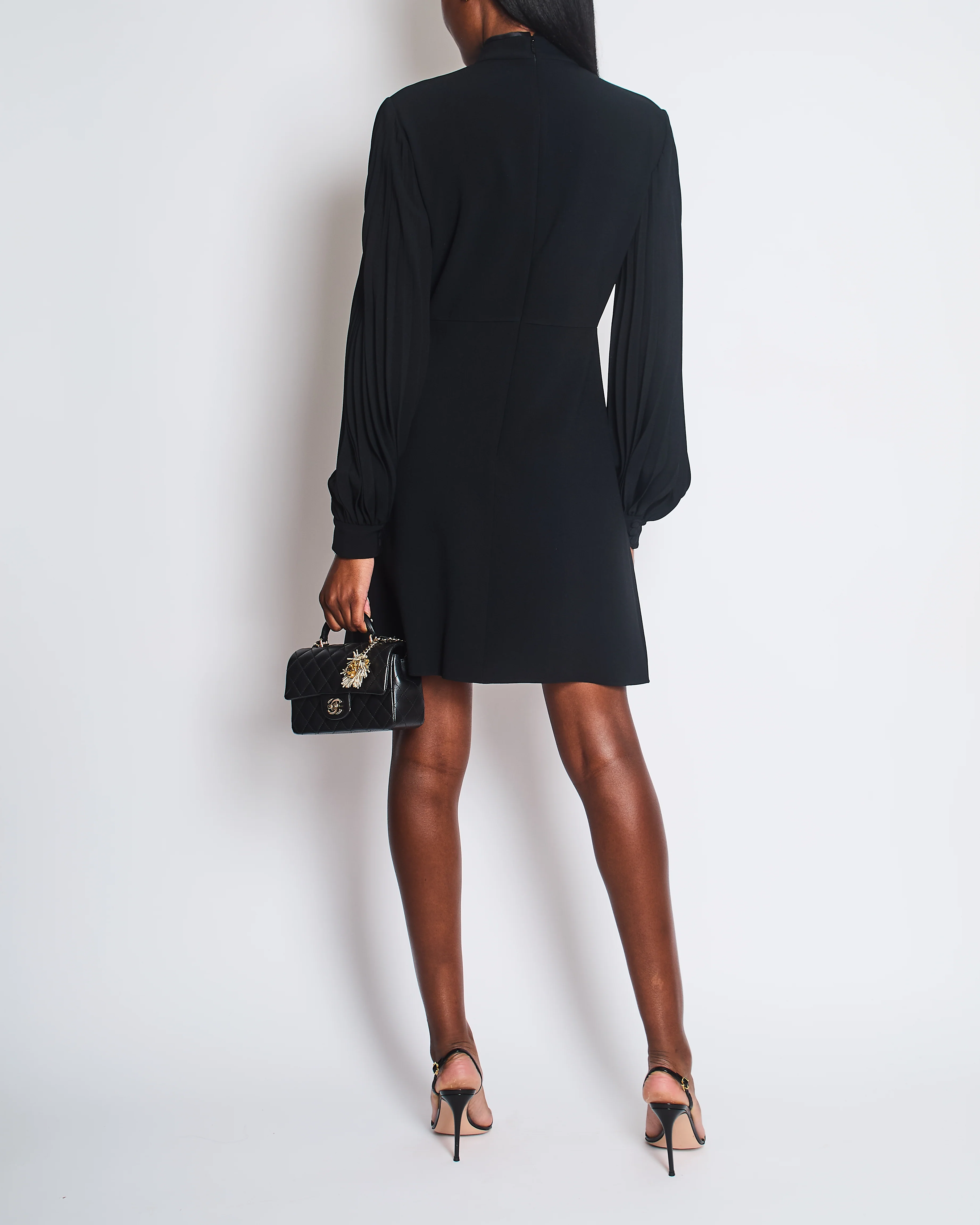 Gucci Black Button Front Dress with Heart Cut-Out Detail and Pleated Sleeve Size IT 42 (UK 10) - Image 4