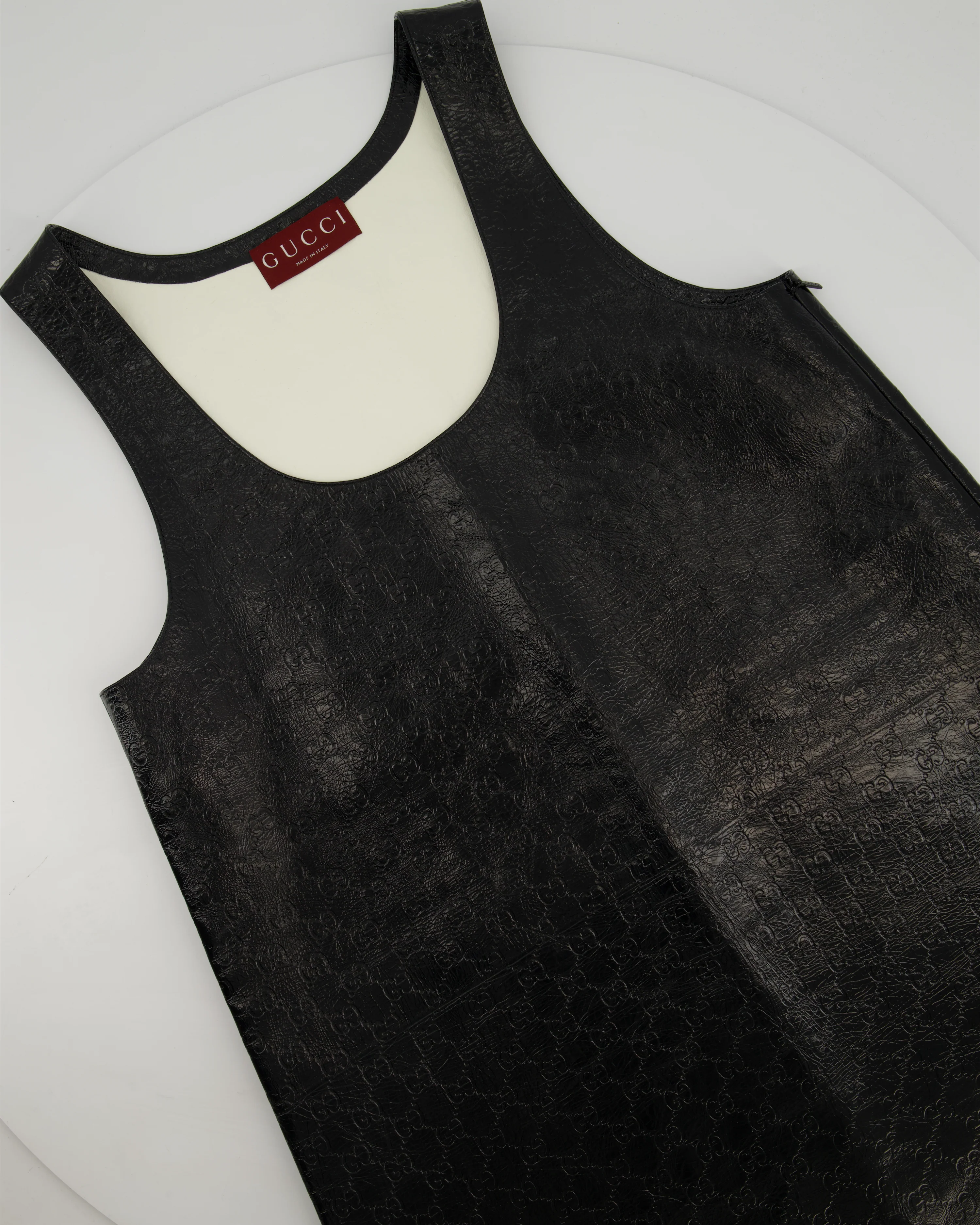 Gucci Black Crinkled GG Embossed Patent Leather Sleeveless Mini Dress Size IT 40 (UK 8) - Image 7