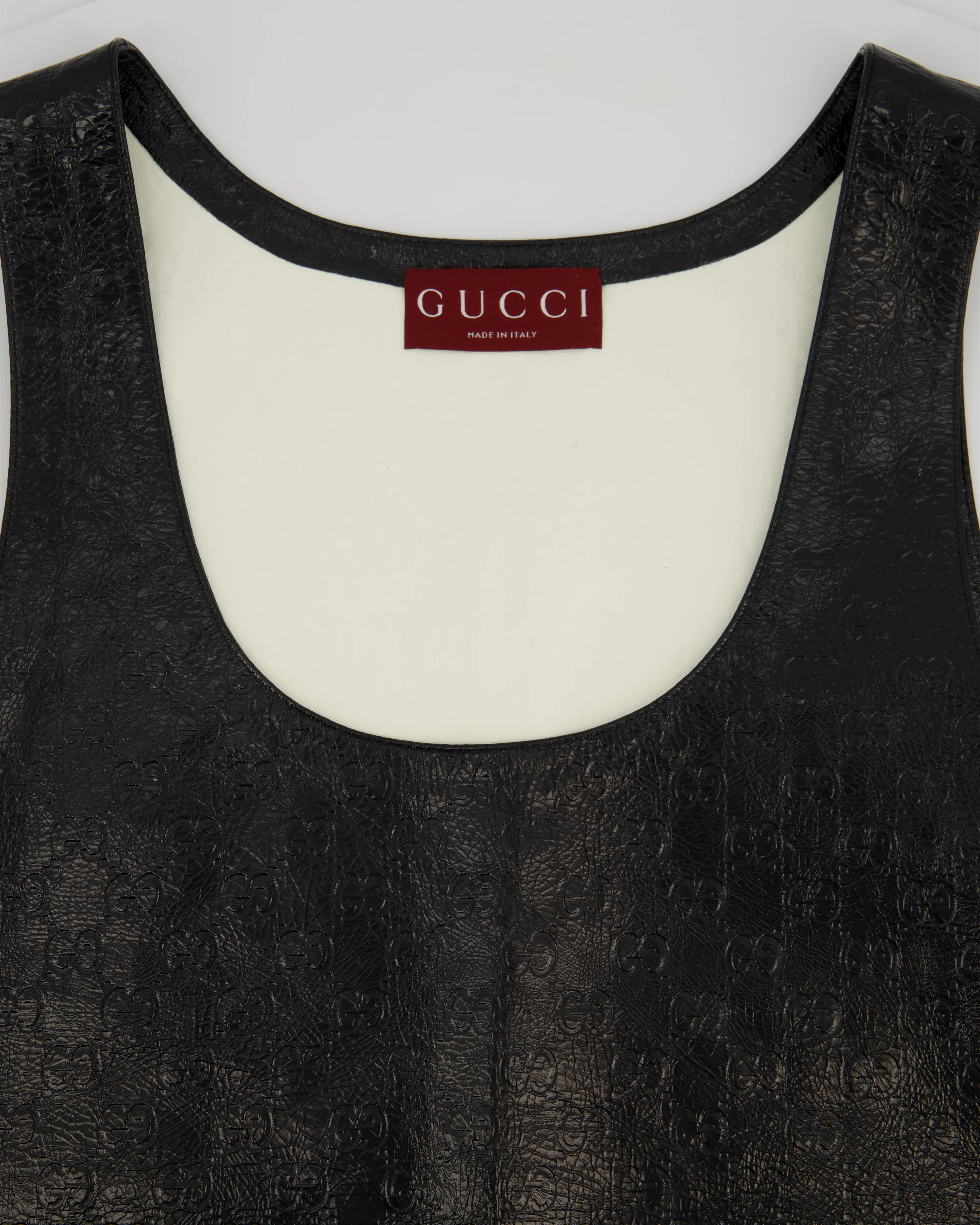 Gucci Black Crinkled GG Embossed Patent Leather Sleeveless Mini Dress Size IT 40 (UK 8) - Image 9