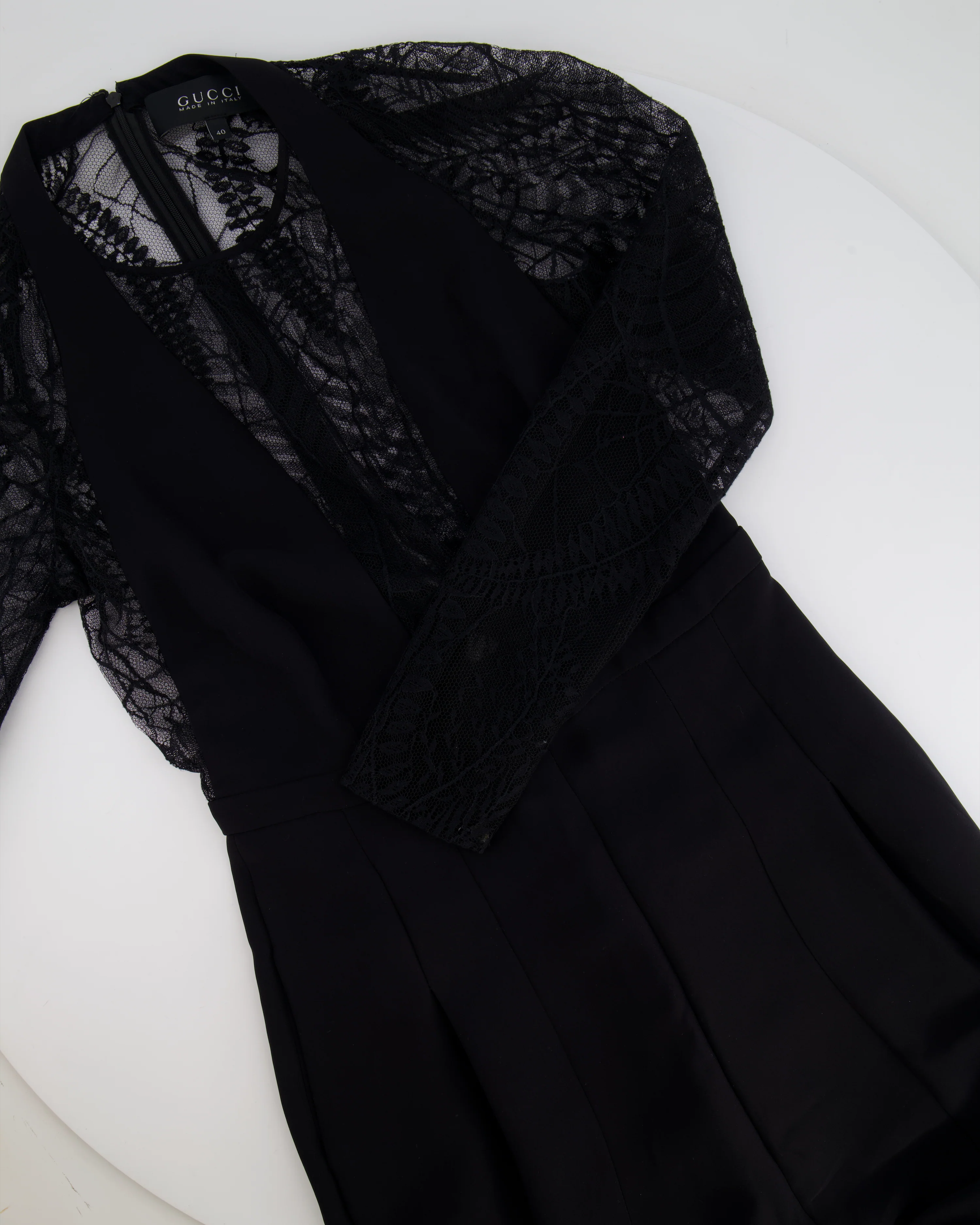 Gucci Black Laced Long Sleeve Jumpsuit IT 40 (UK 8) - Image 5