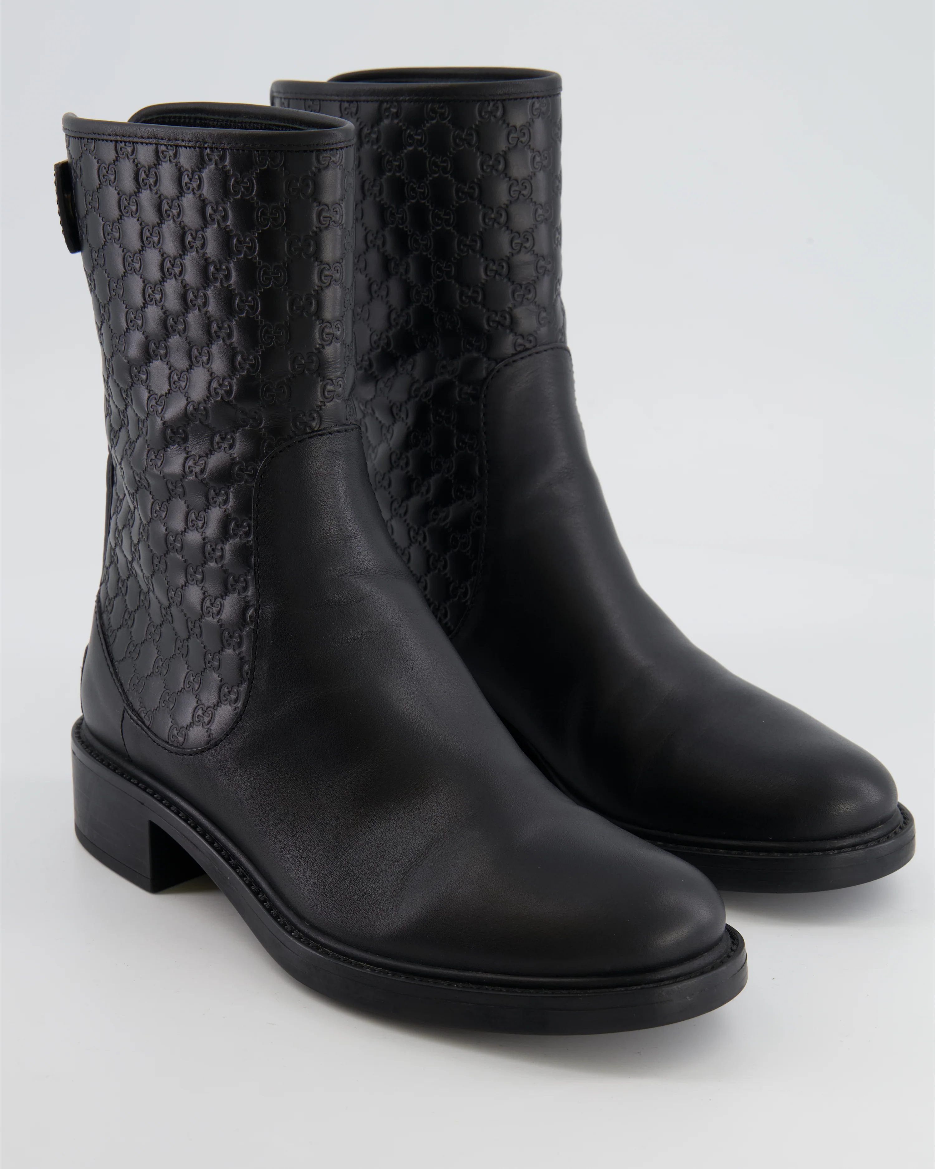 Gucci Black Leather GG Logo Boots with Zip and Back Logo Detail Size EU 36 RRP £895 - Image 2