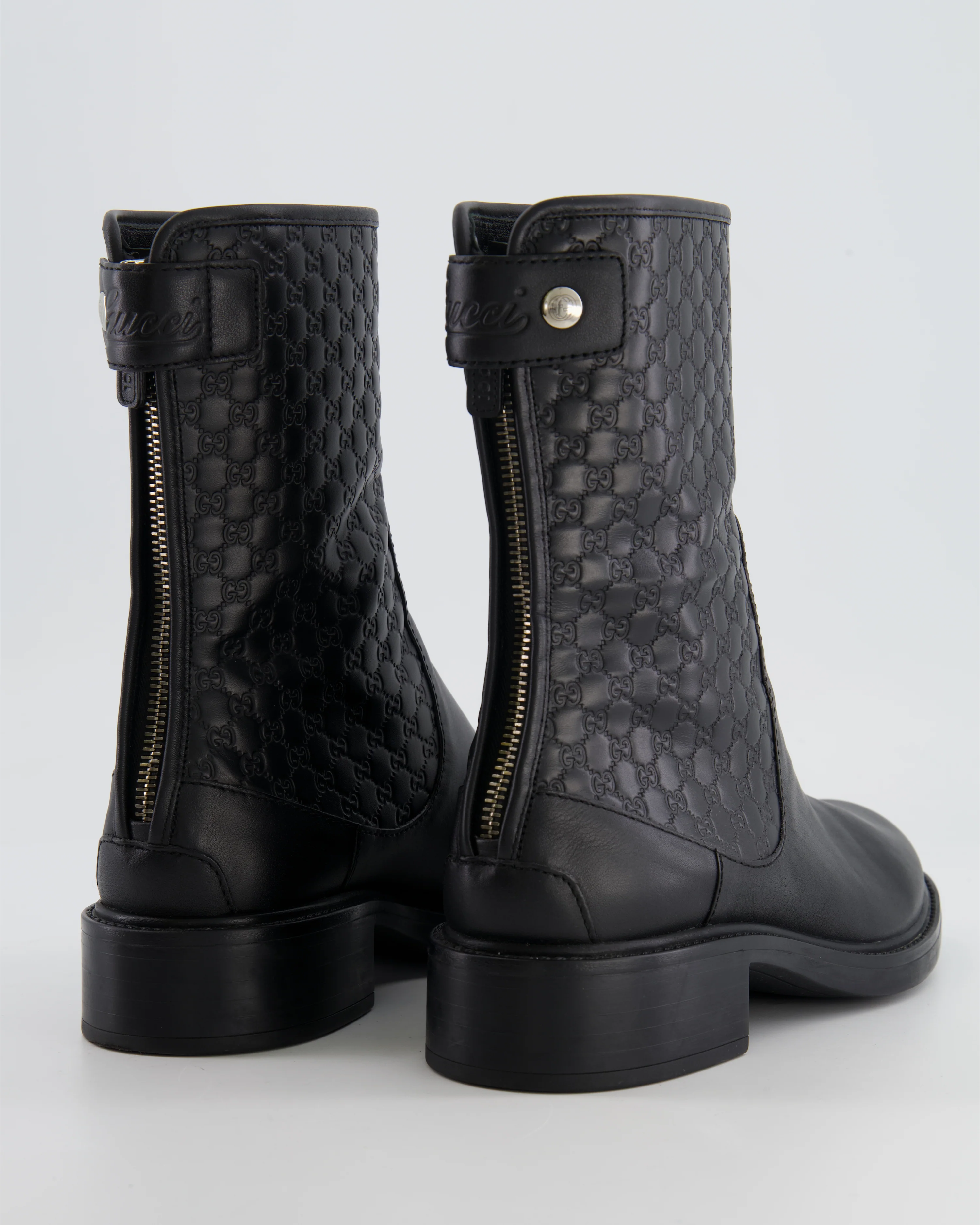 Gucci Black Leather GG Logo Boots with Zip and Back Logo Detail Size EU 36 RRP £895 - Image 3