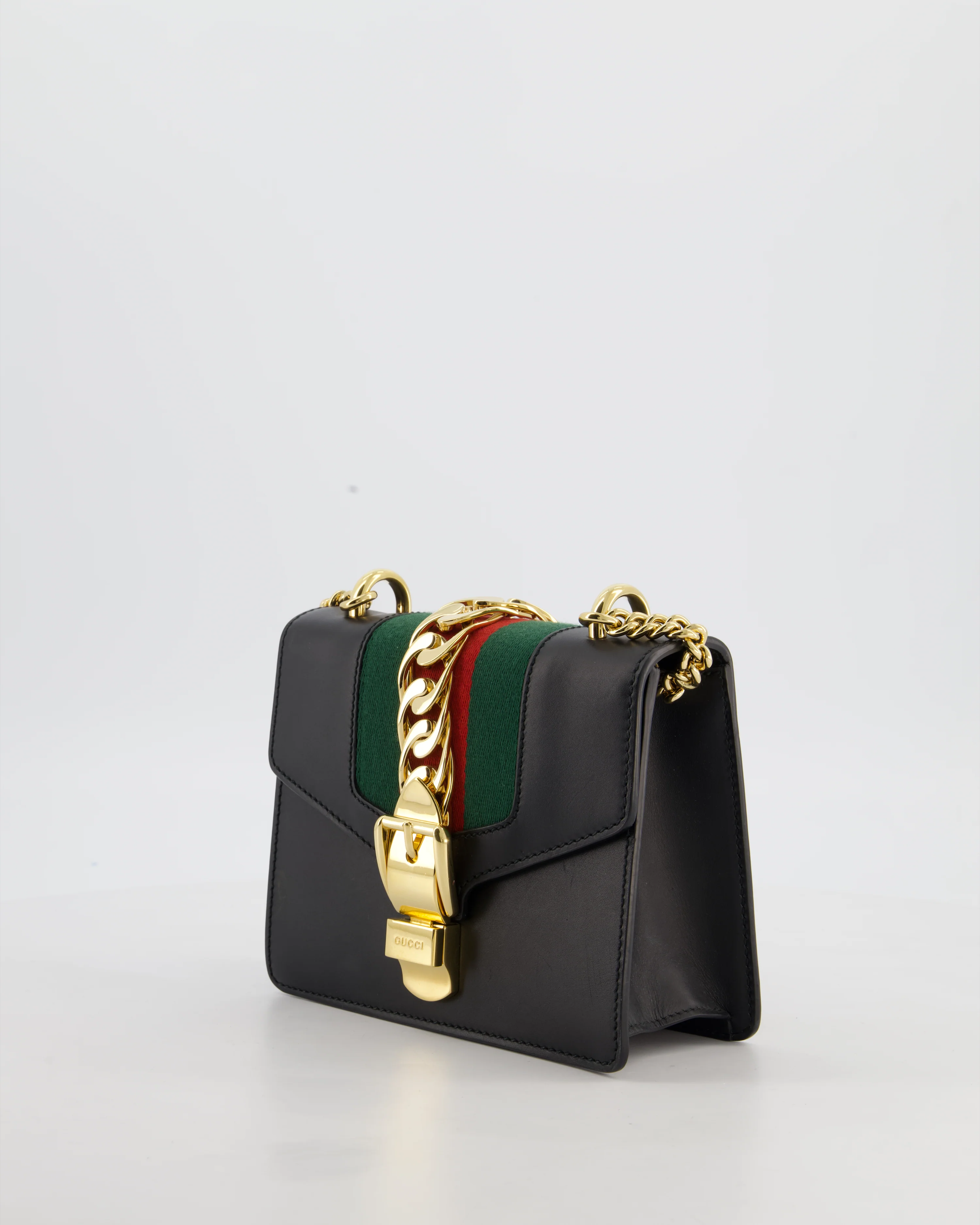Gucci Black Leather Small Sylvie Bag with Gold Hardware - Image 10