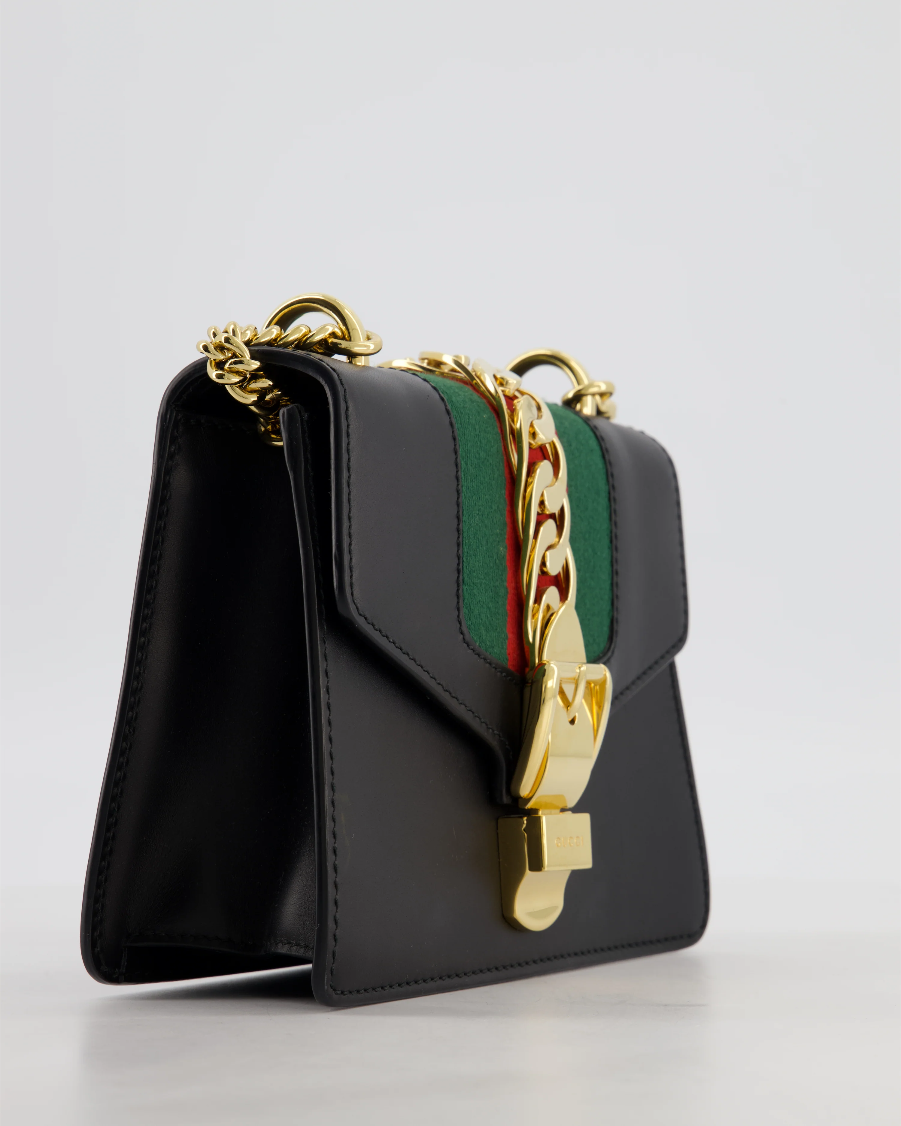 Gucci Black Leather Small Sylvie Bag with Gold Hardware - Image 11