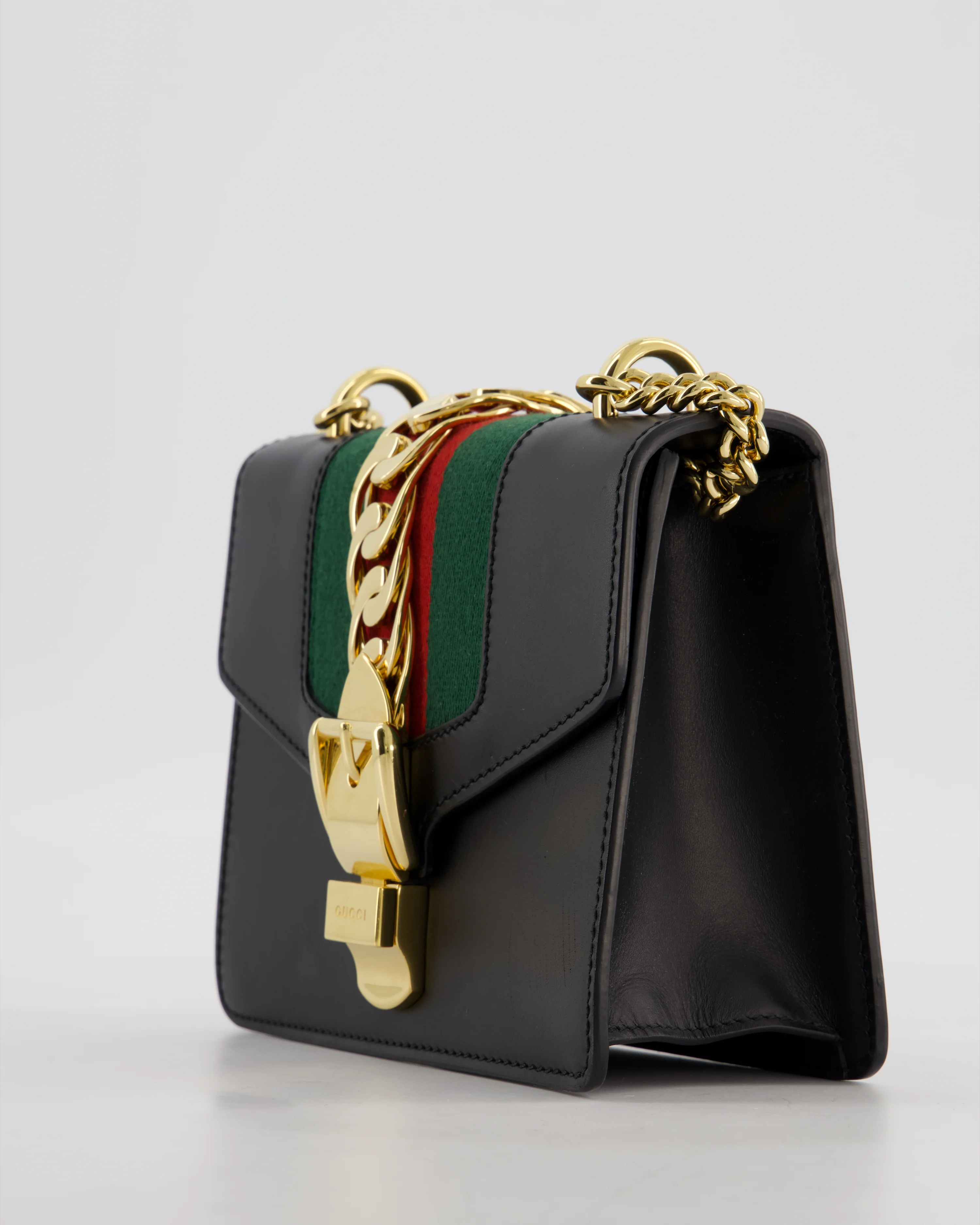 Gucci Black Leather Small Sylvie Bag with Gold Hardware - Image 12