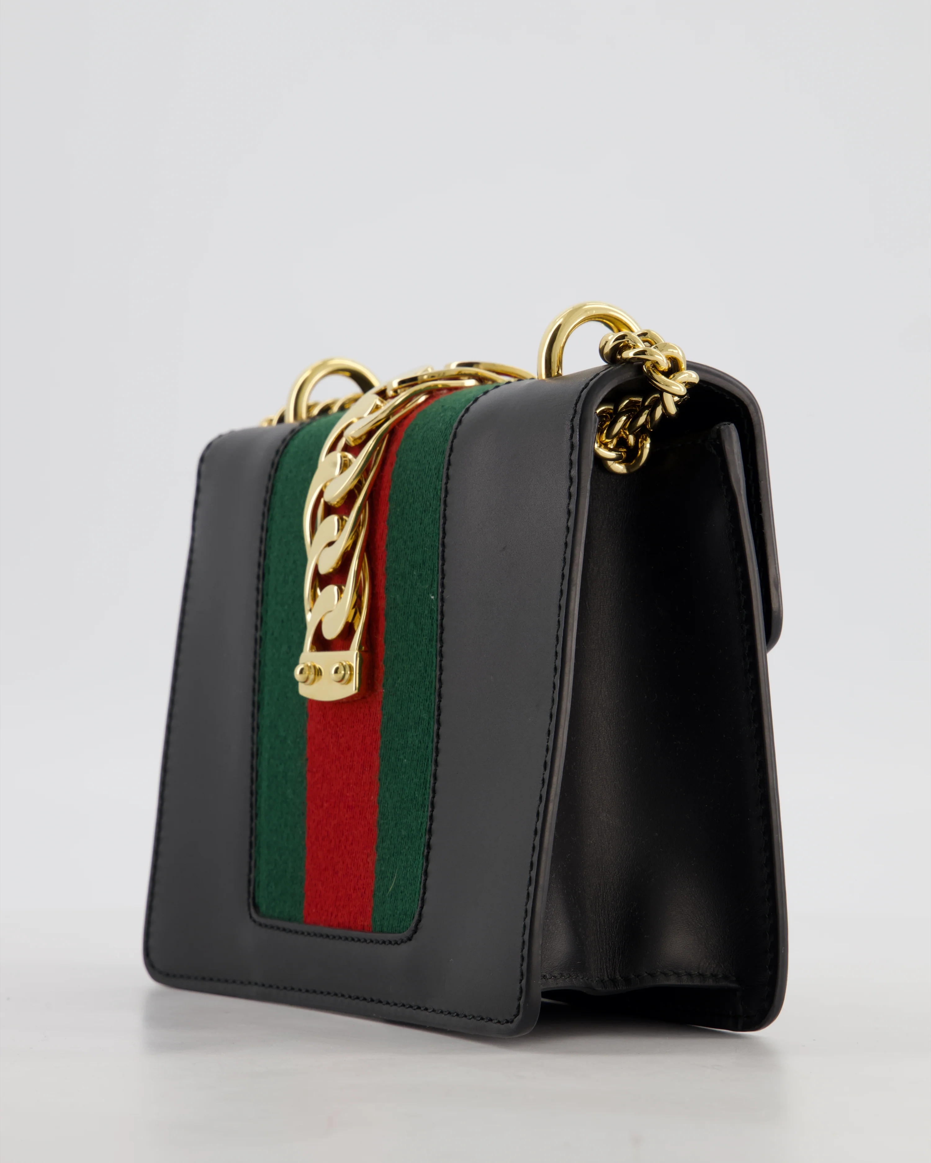 Gucci Black Leather Small Sylvie Bag with Gold Hardware - Image 13