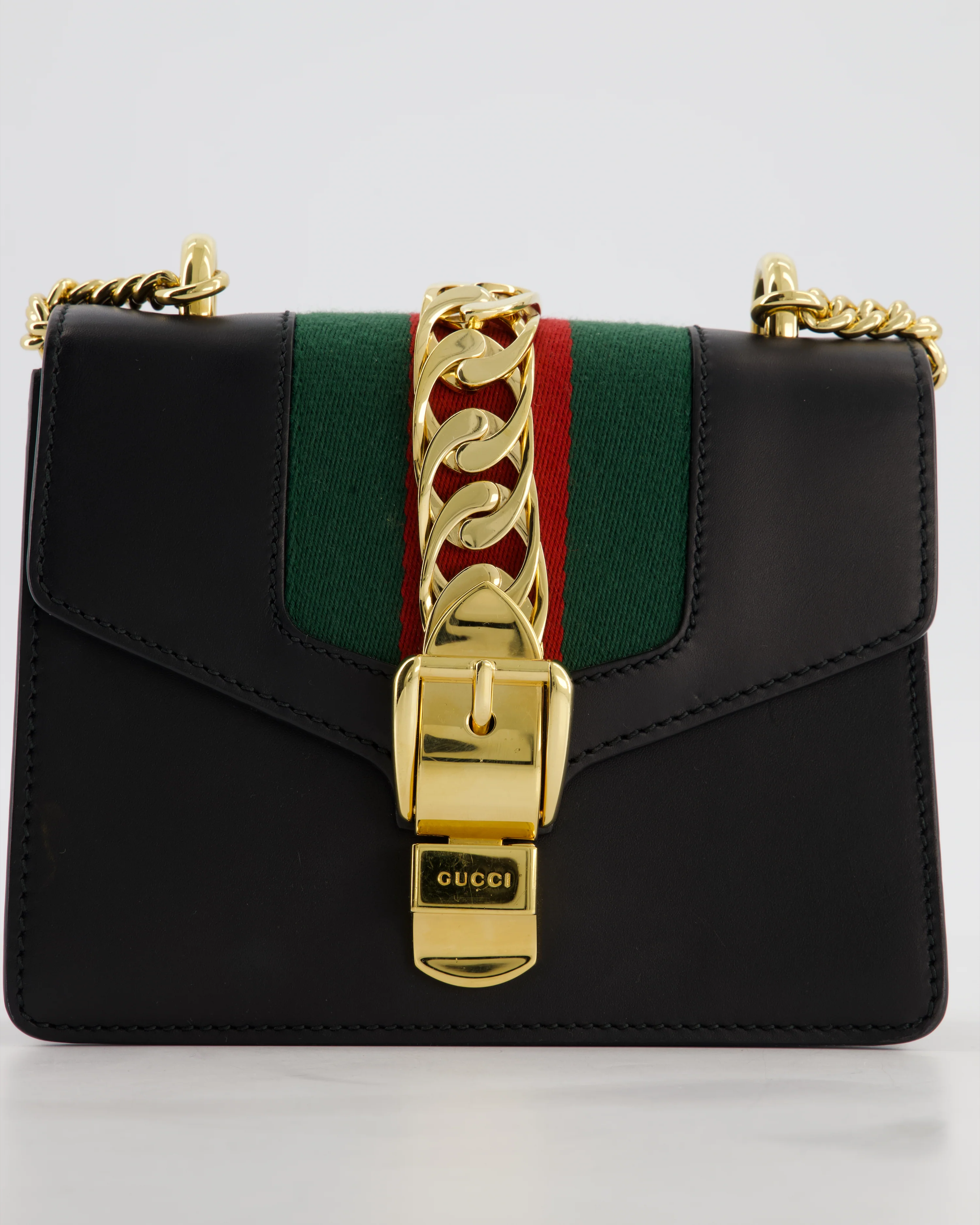Gucci Black Leather Small Sylvie Bag with Gold Hardware - Image 15