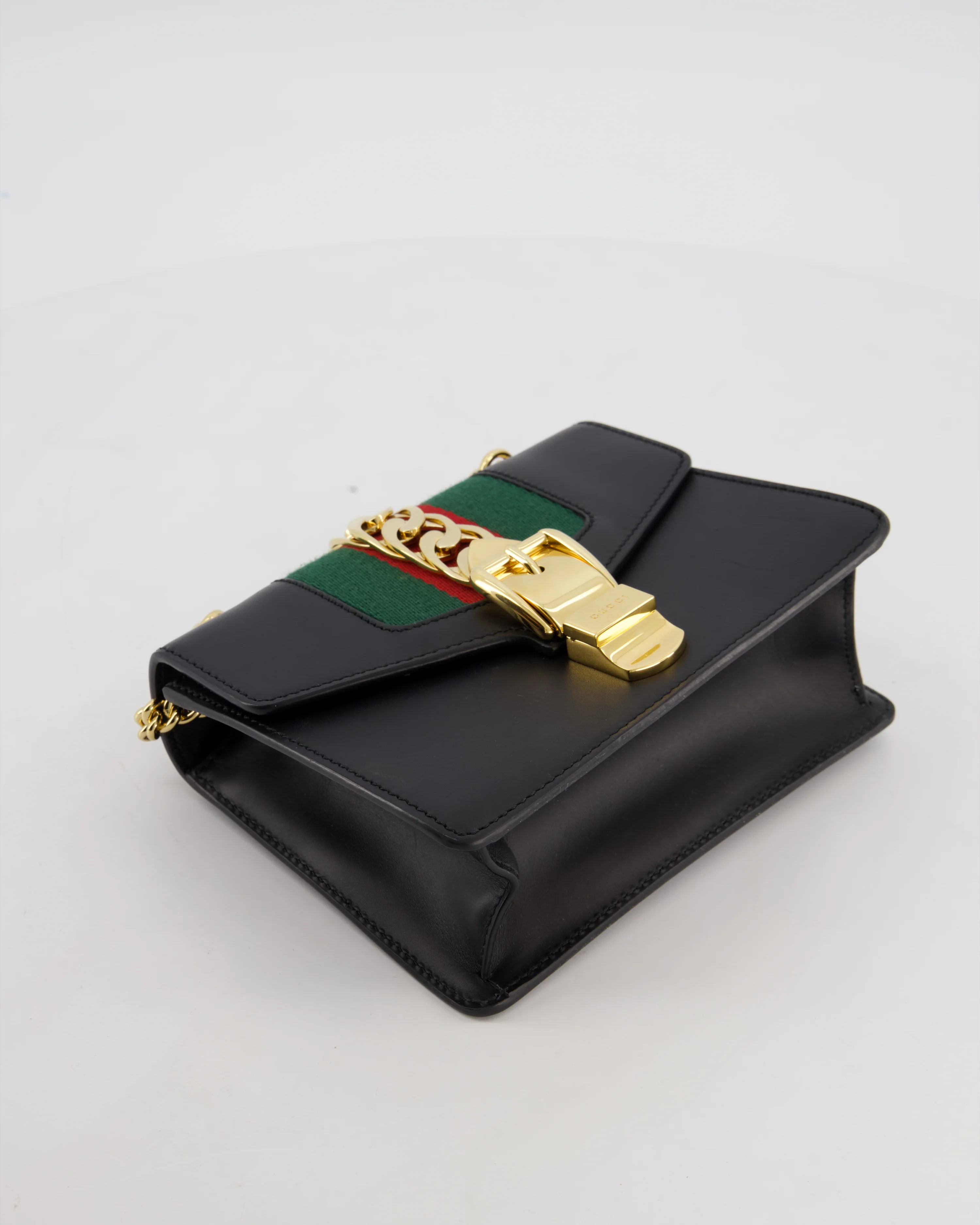 Gucci Black Leather Small Sylvie Bag with Gold Hardware - Image 17