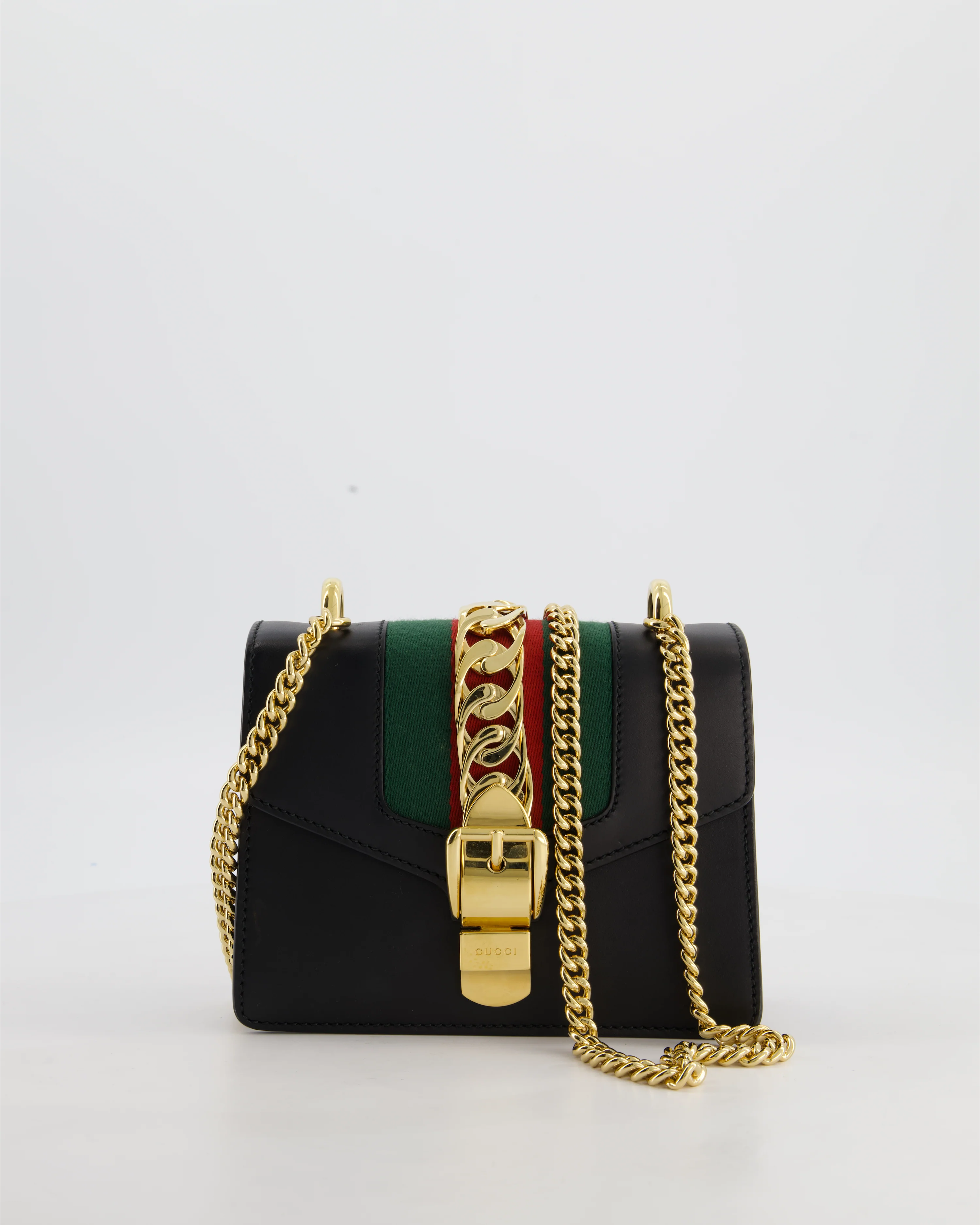 Gucci Black Leather Small Sylvie Bag with Gold Hardware - Image 2