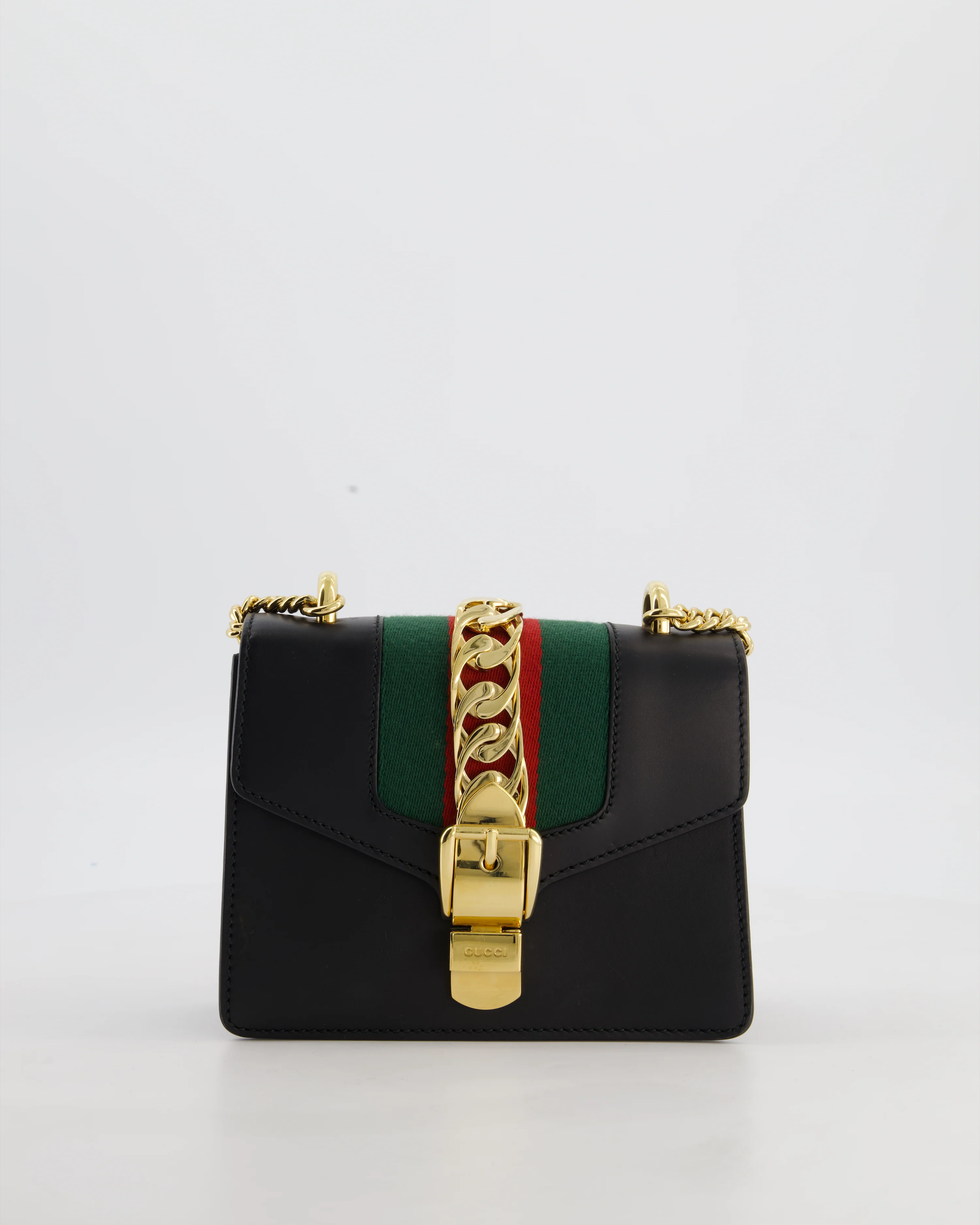 Gucci Black Leather Small Sylvie Bag with Gold Hardware - Image 3