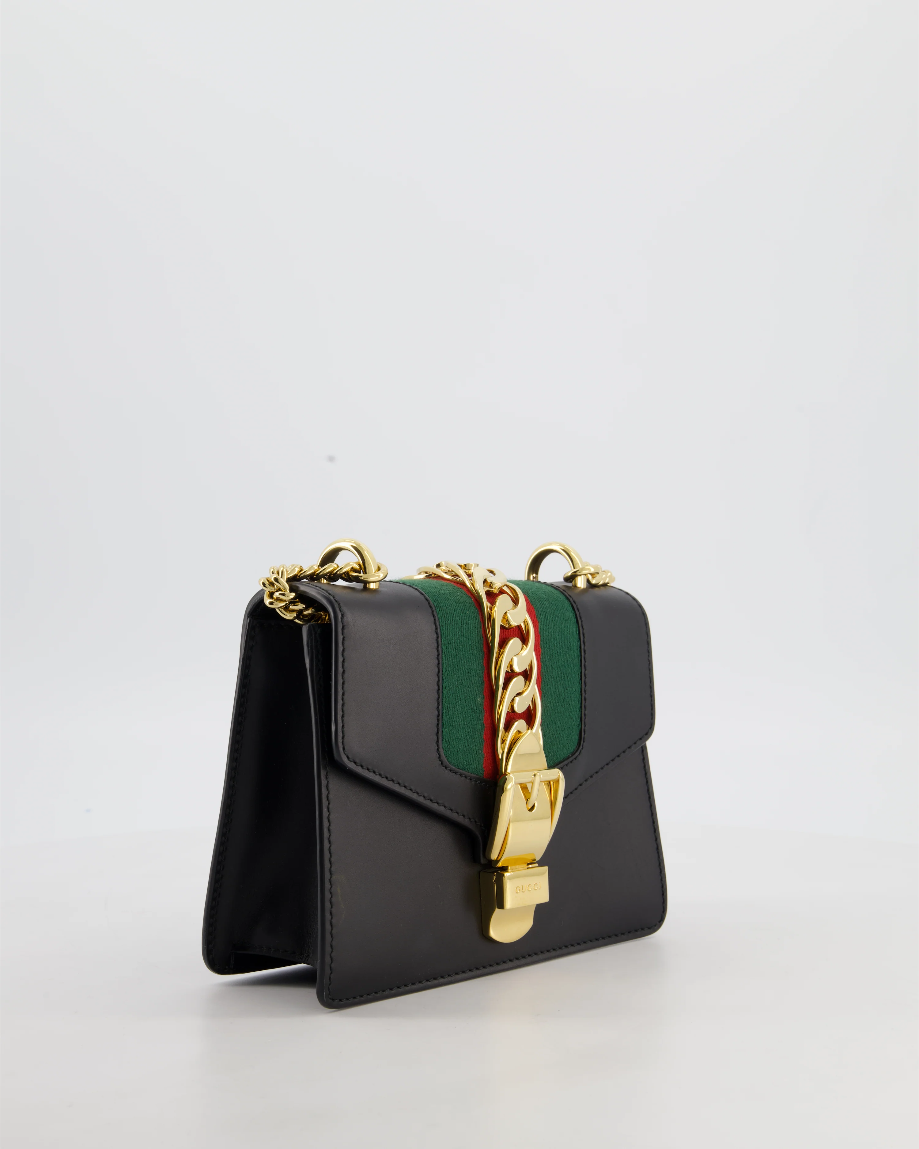 Gucci Black Leather Small Sylvie Bag with Gold Hardware - Image 4